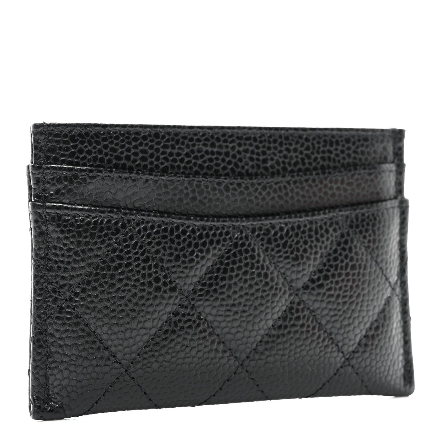 Caviar Quilted Card Holder Black