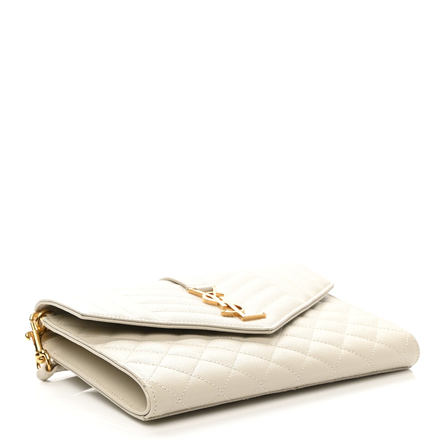 Grain De Poudre Textured Mixed Matelasse Triquilt Monogram Clutch Blanc Vintage