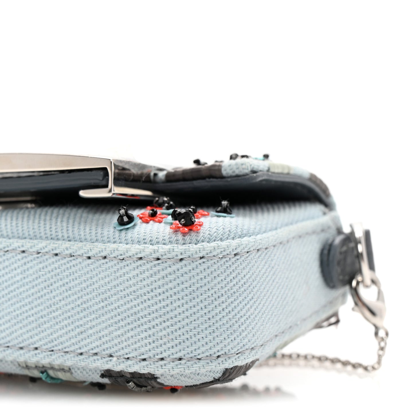 Canvas Beaded Nano Baguette Charm Blue Multicolor