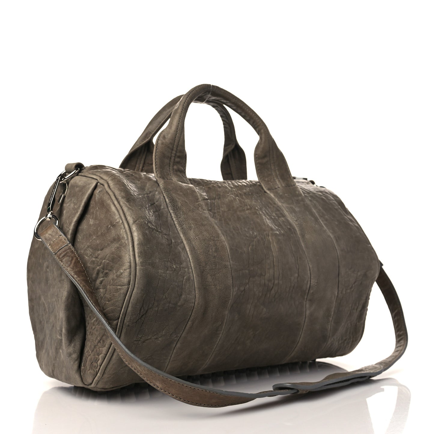 Pebbled Lambskin Rocco Grey Silver Hardware