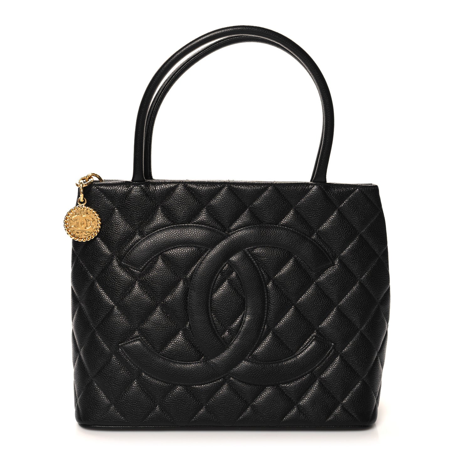 Caviar Quilted Medallion Tote Black