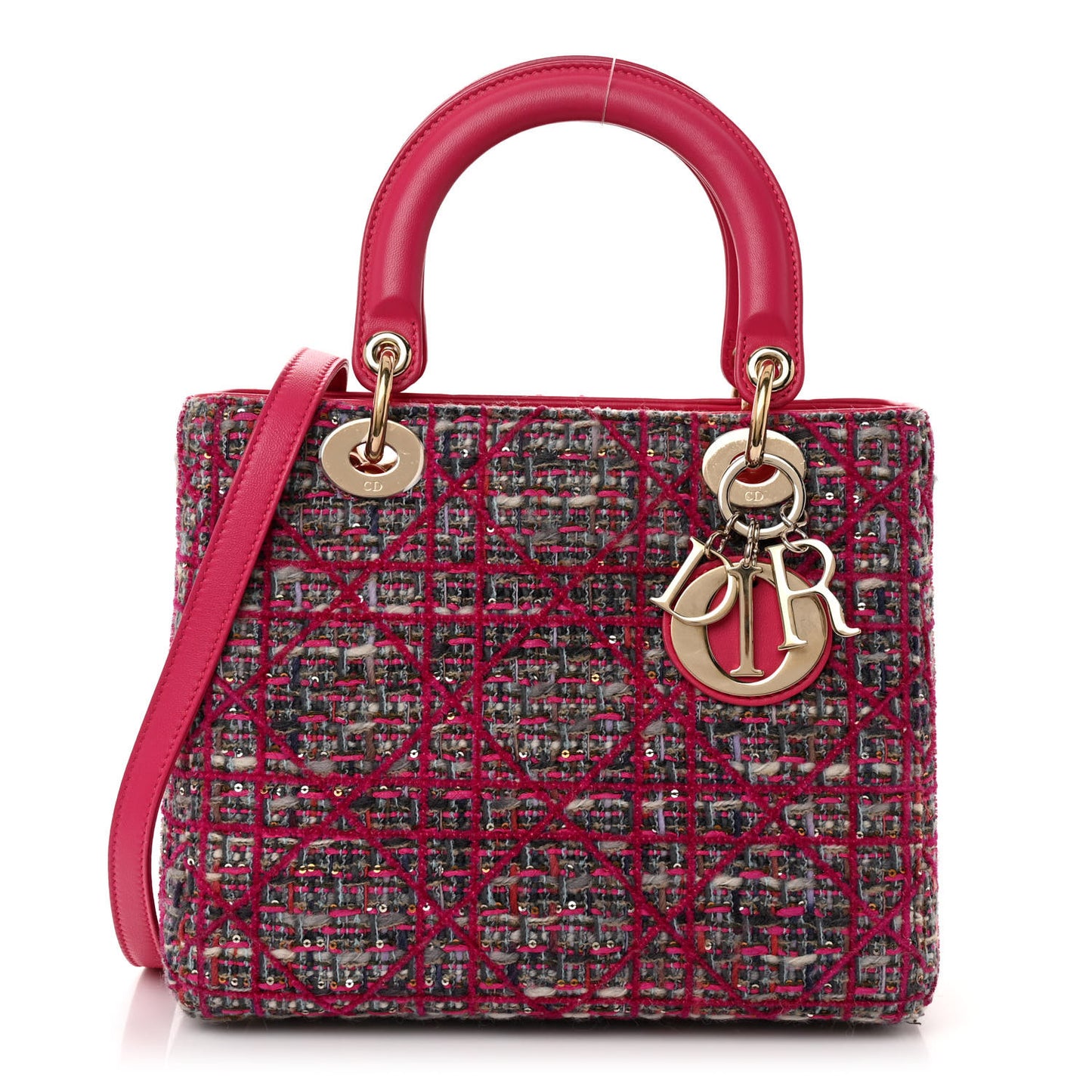 Tweed Medium Lady Dior Pink Multicolor