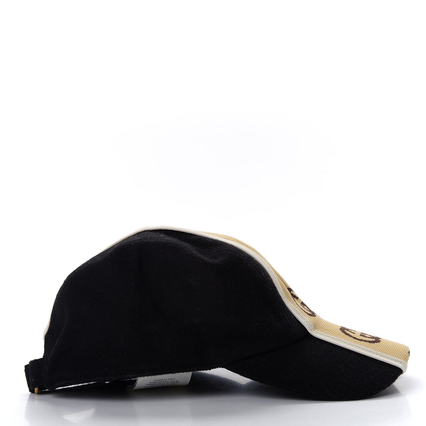 Wool Interlocking GG Stripe Baseball Hat L Black