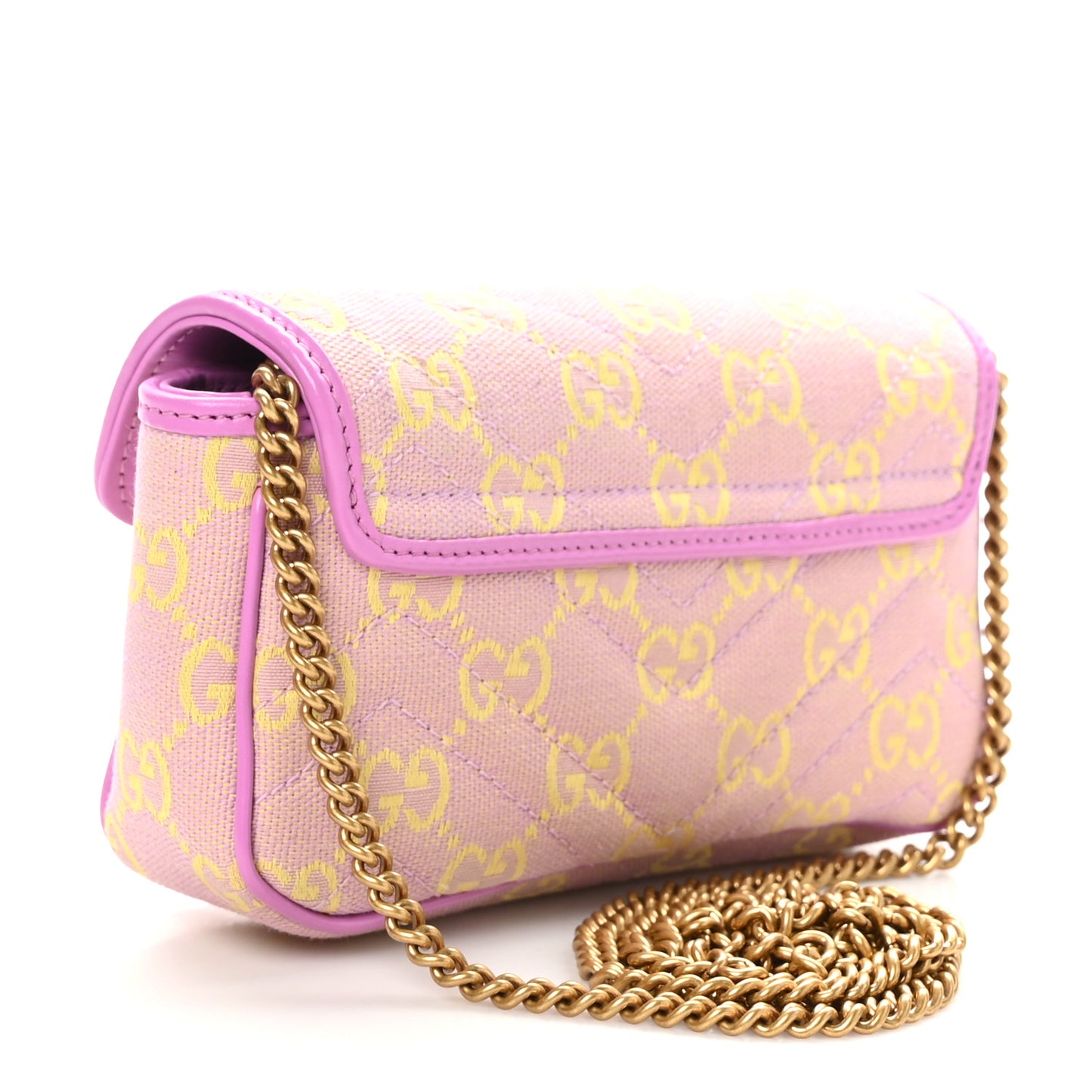 Monogram Super Mini GG Marmont Shoulder Bag Lilac Yellow
