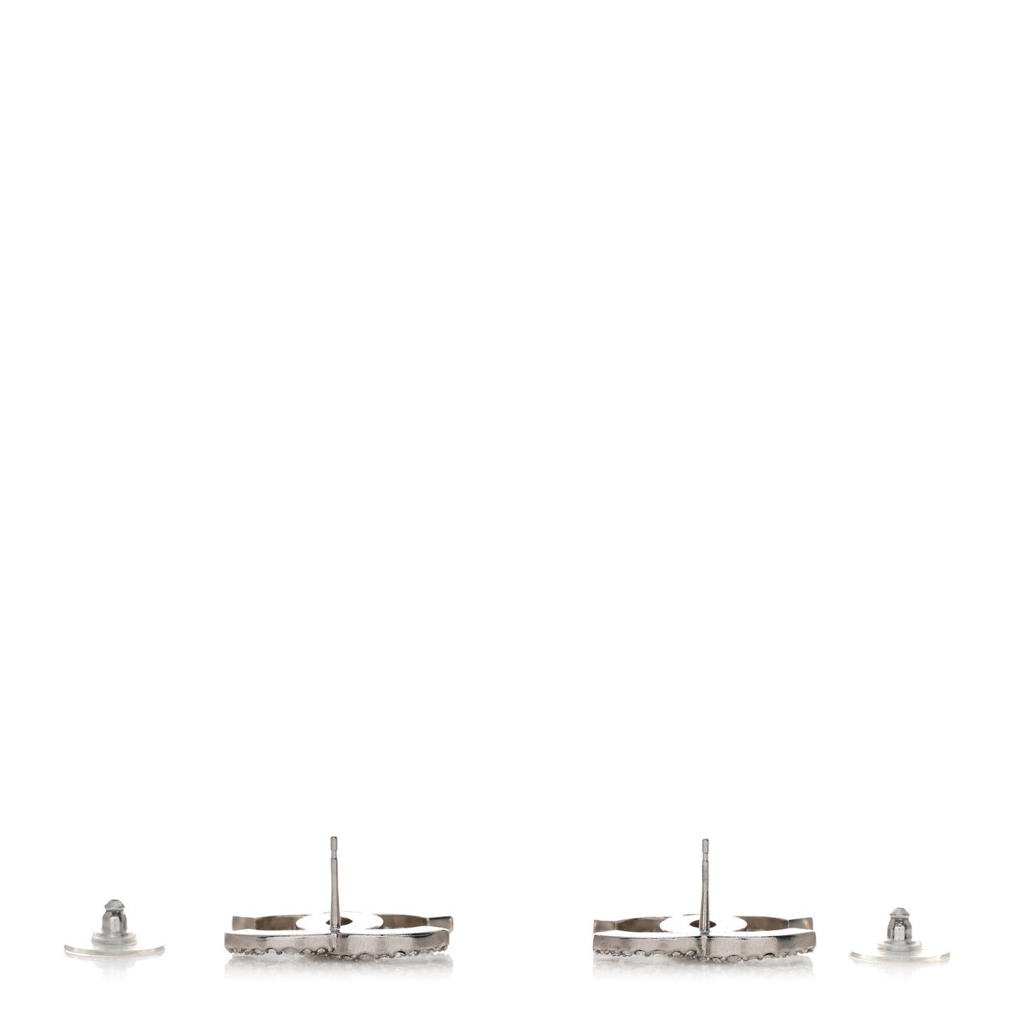 Crystal Large CC Earrings Silver