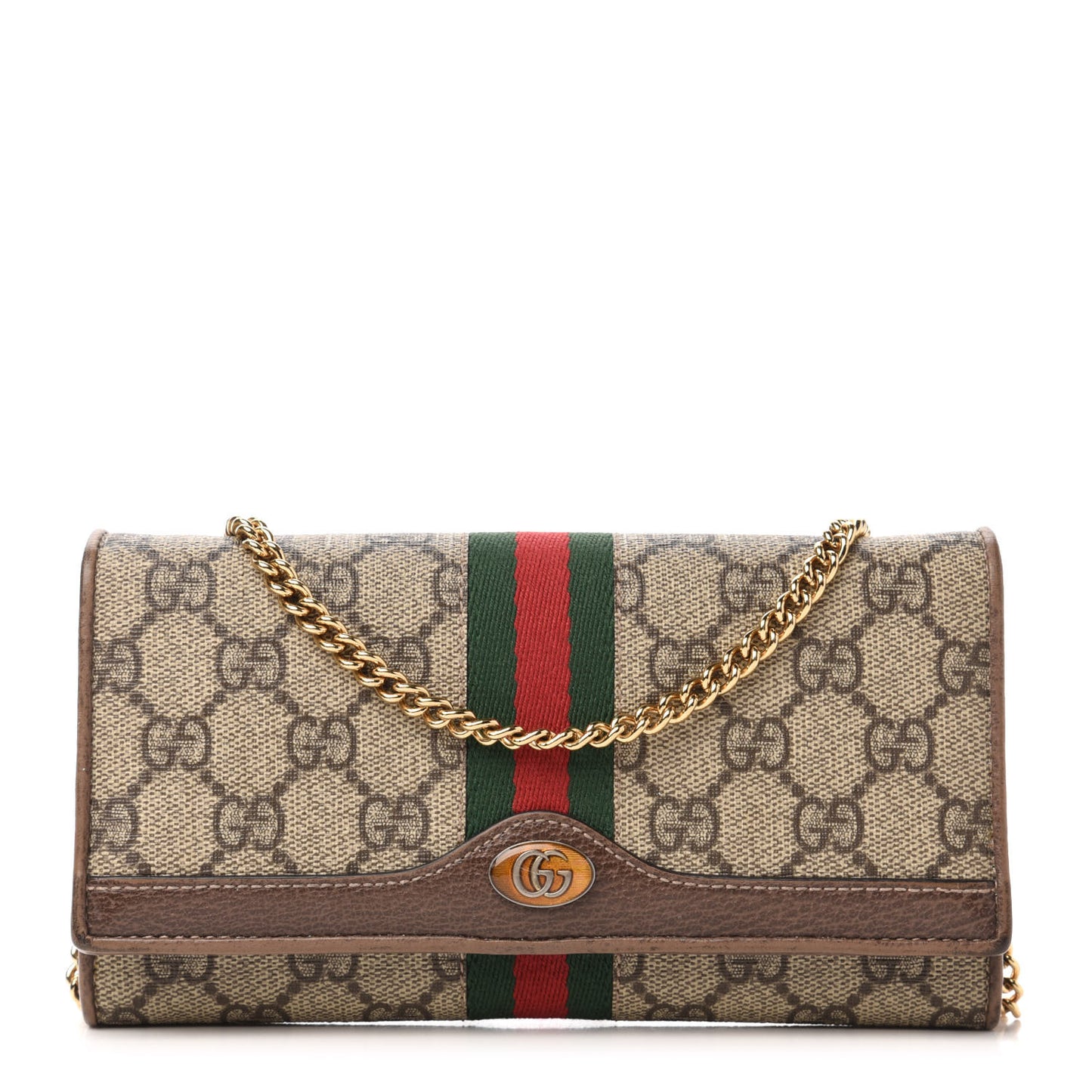 GG Supreme Monogram Web Ophidia Wallet On Chain Brown