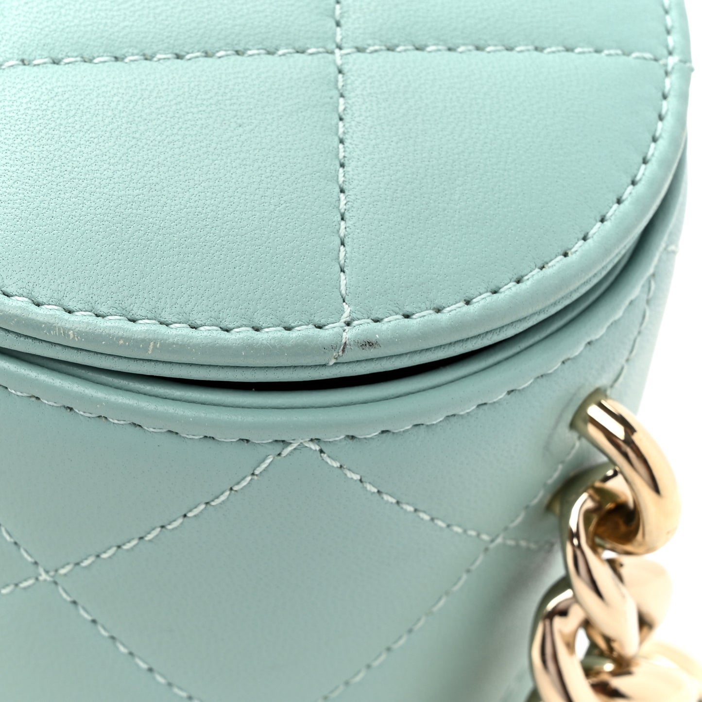 Lambskin Resin Elegant Chain Vanity Case Light Blue