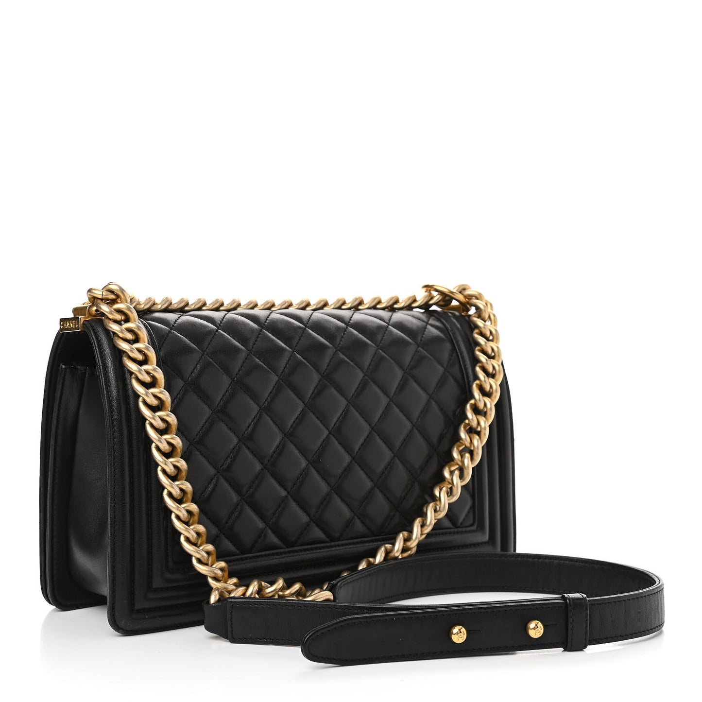 Lambskin Quilted Medium Boy Flap Black