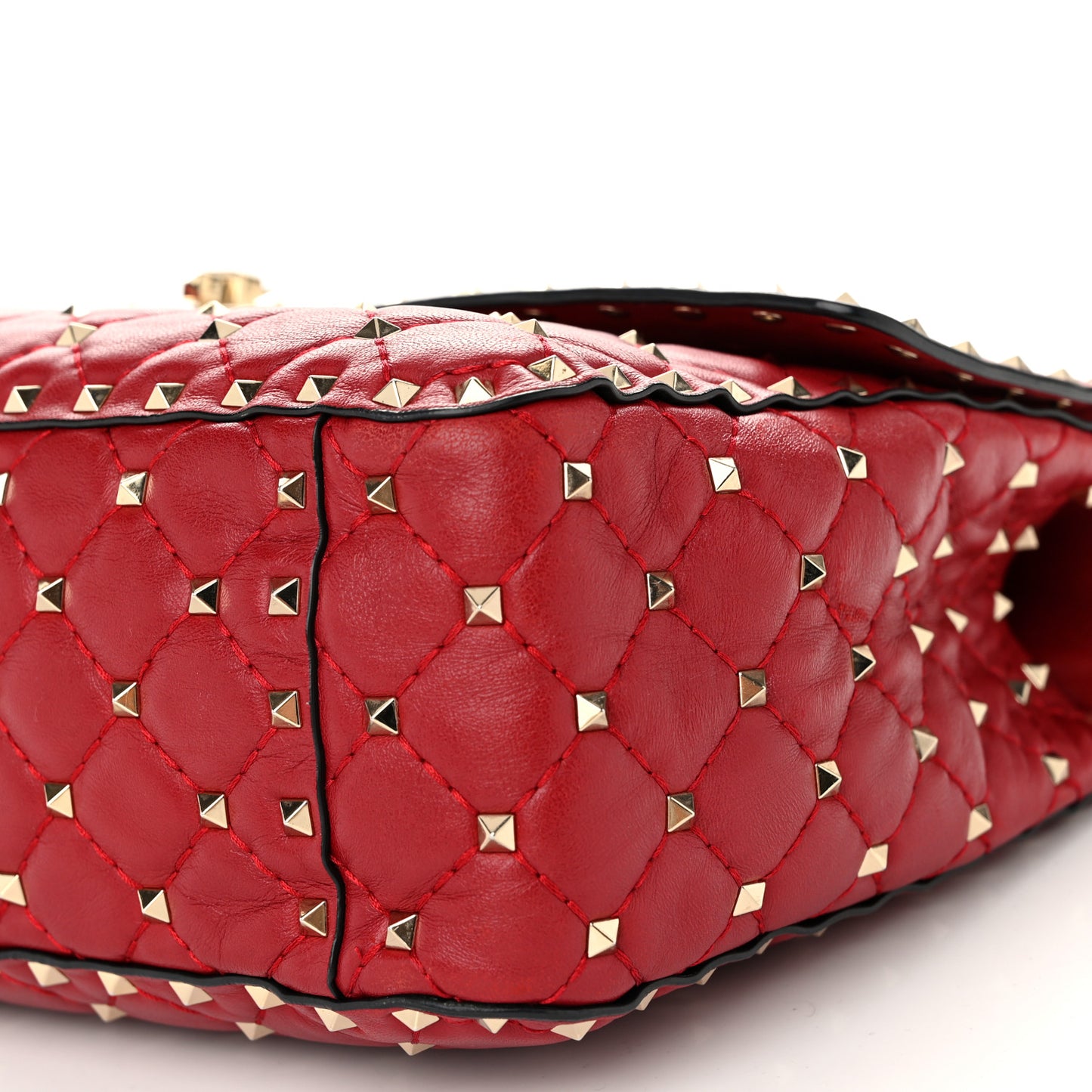 Nappa Large Rockstud Spike Shoulder Bag Rubino