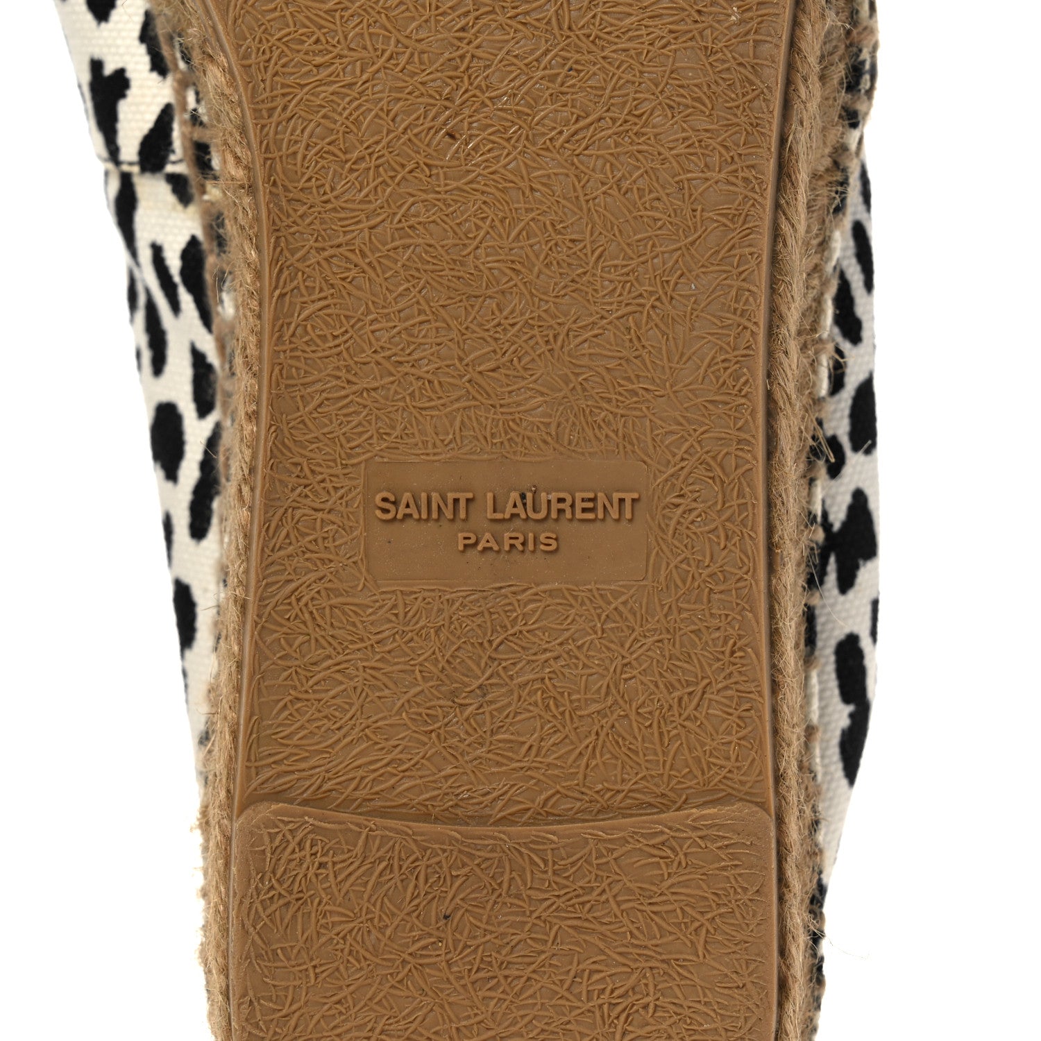 Saint Laurent Canvas Leopard Print Espadrilles 41 Latte Black 6 of 7