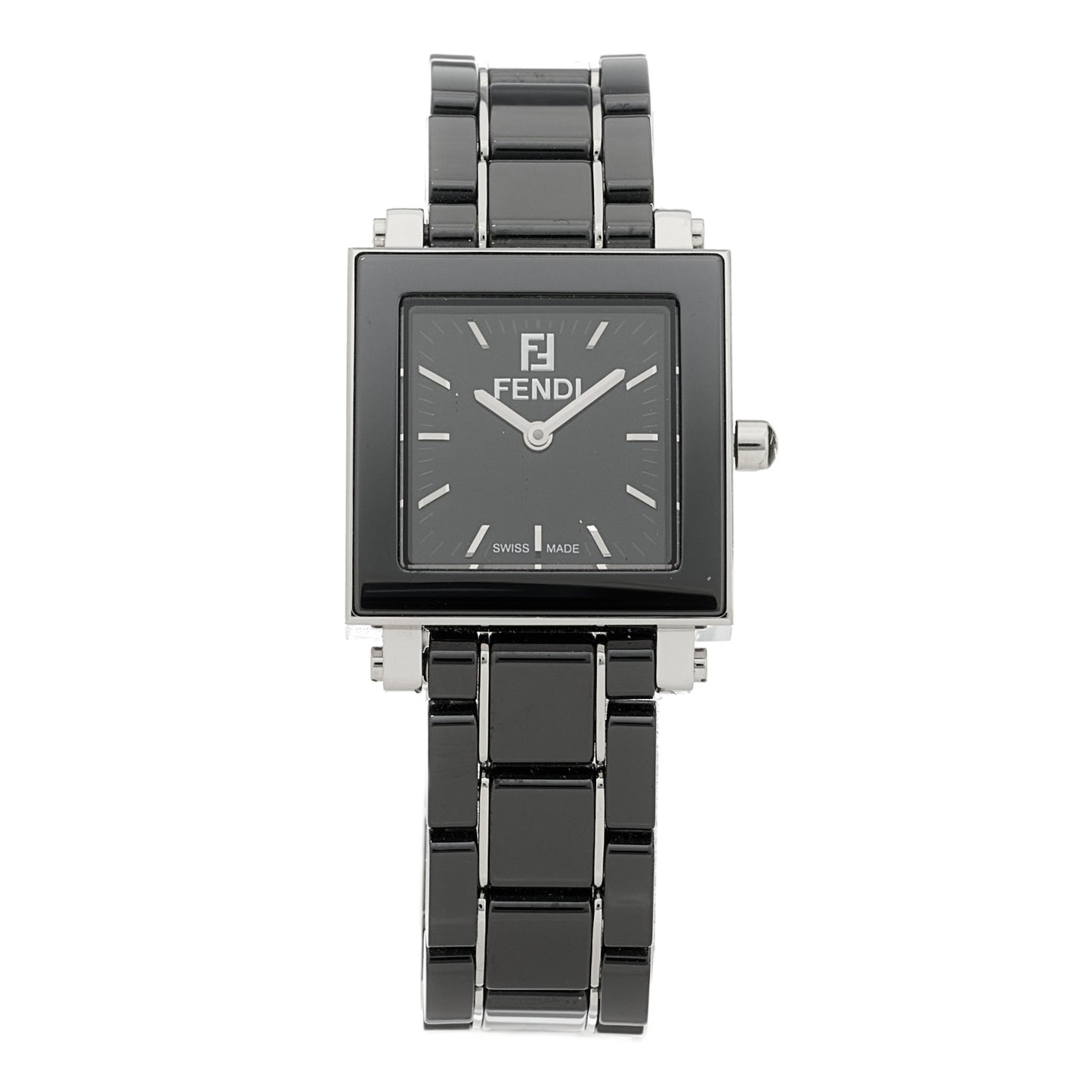 Stainless Steel Ceramic 25mm Quadro Quartz Watch Black