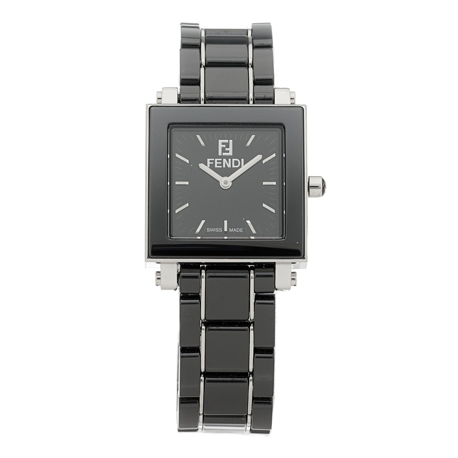 Fendi Stainless Steel Ceramic 25mm Quadro Quartz Watch Black 1 of 4