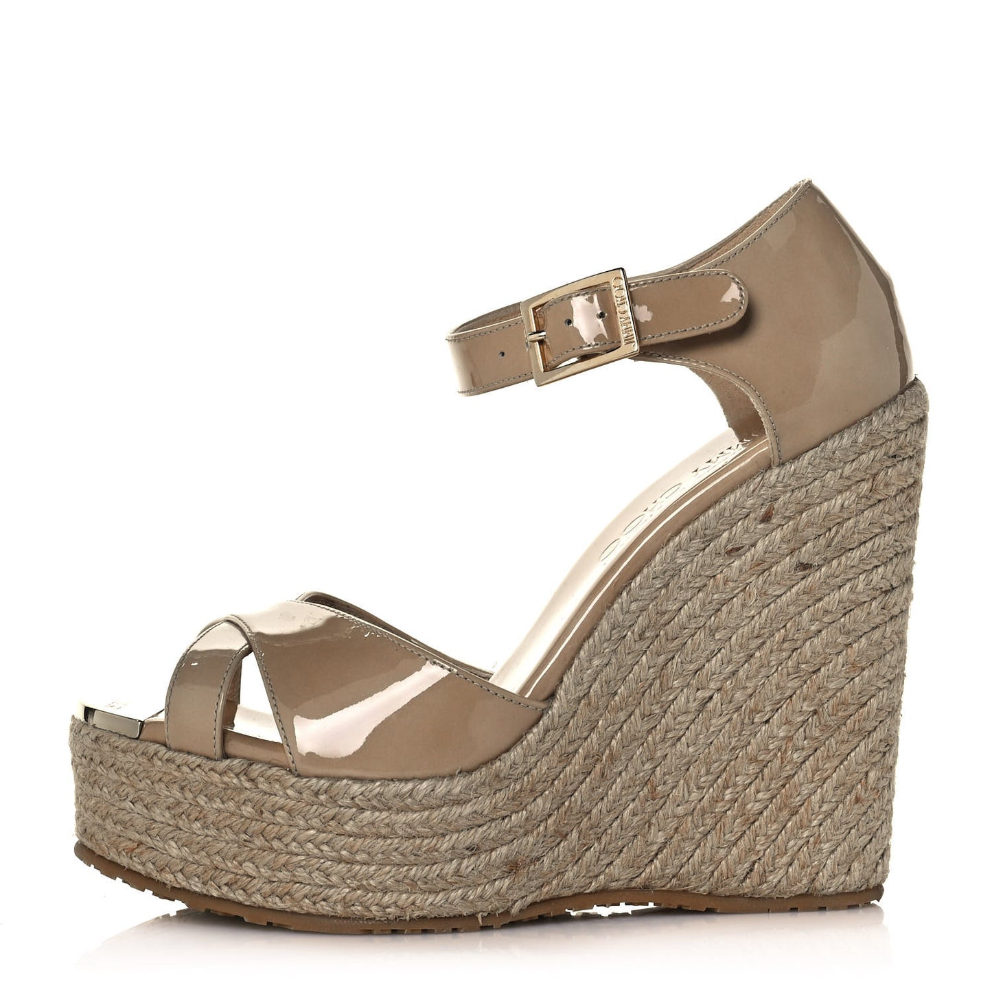 Patent Aimee Wedge Sandals 36 Nude