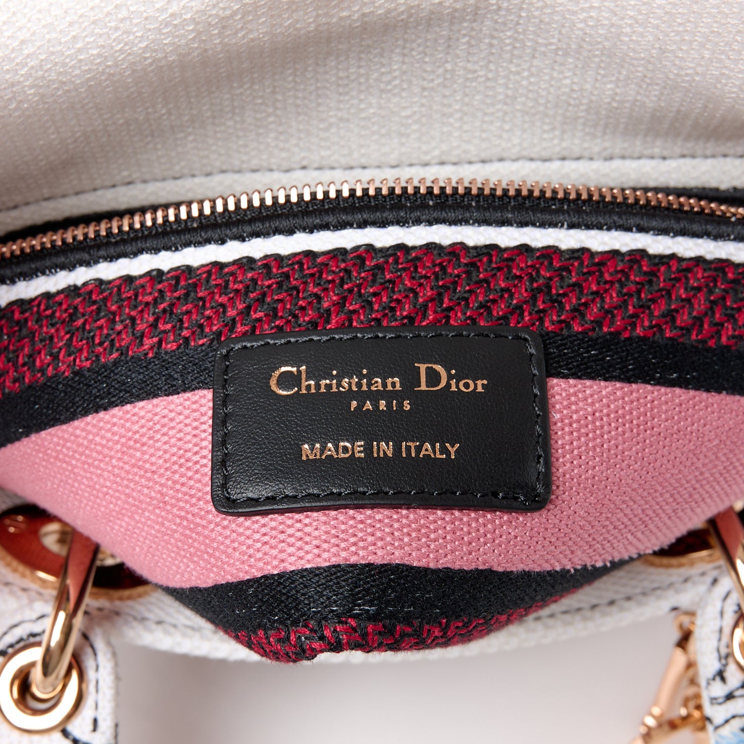 CHRISTIAN DIOR Canvas Florilegio Embroidered Medium Lady D-Lite White Multicolor