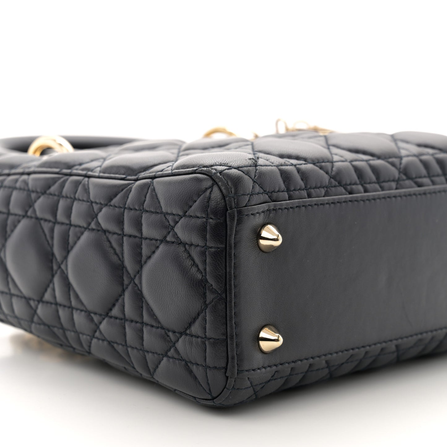 Lambskin Cannage Small Lucky Badges Lady Dior Navy
