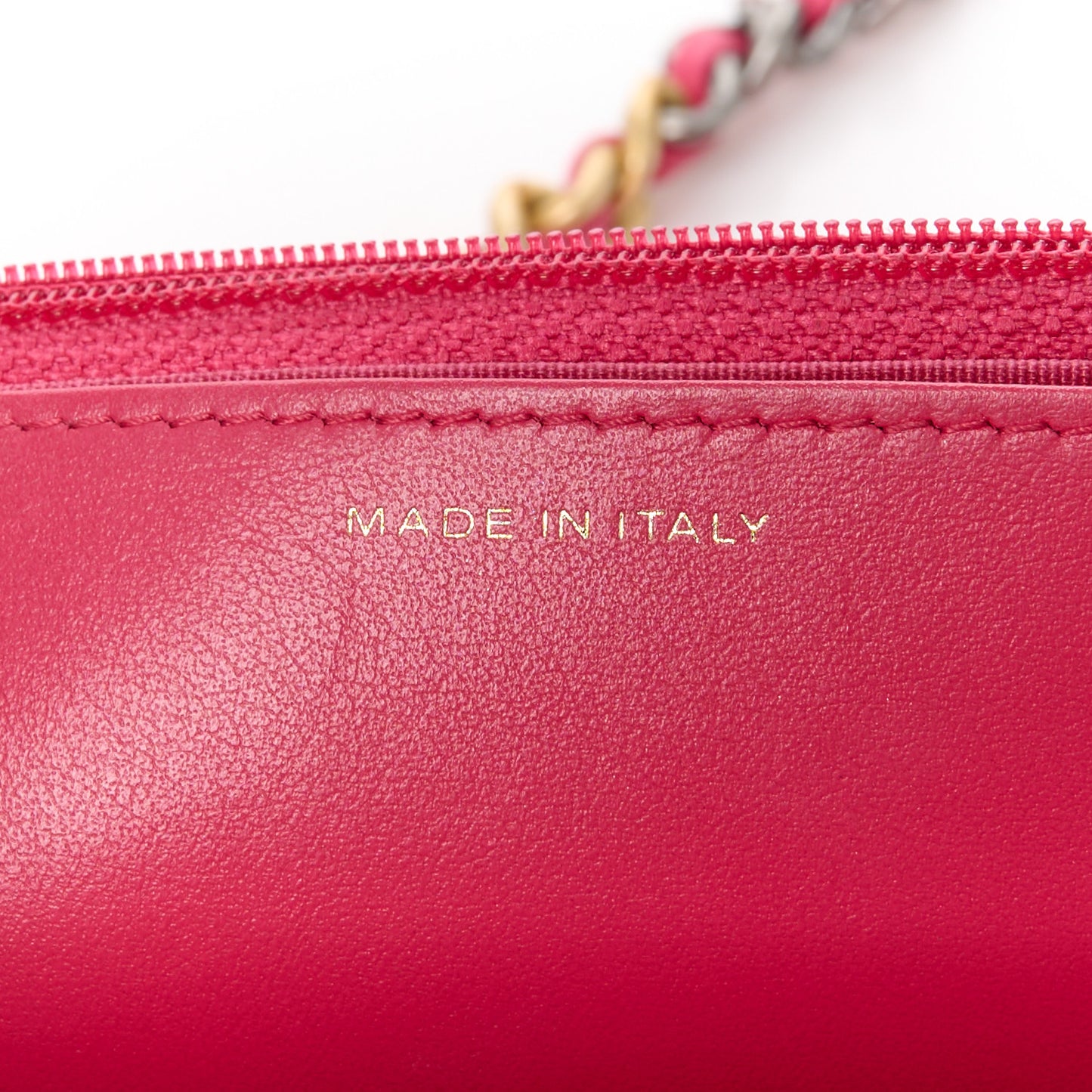 Lambskin Quilted Chanel 19 Wallet On Chain WOC Dark Pink
