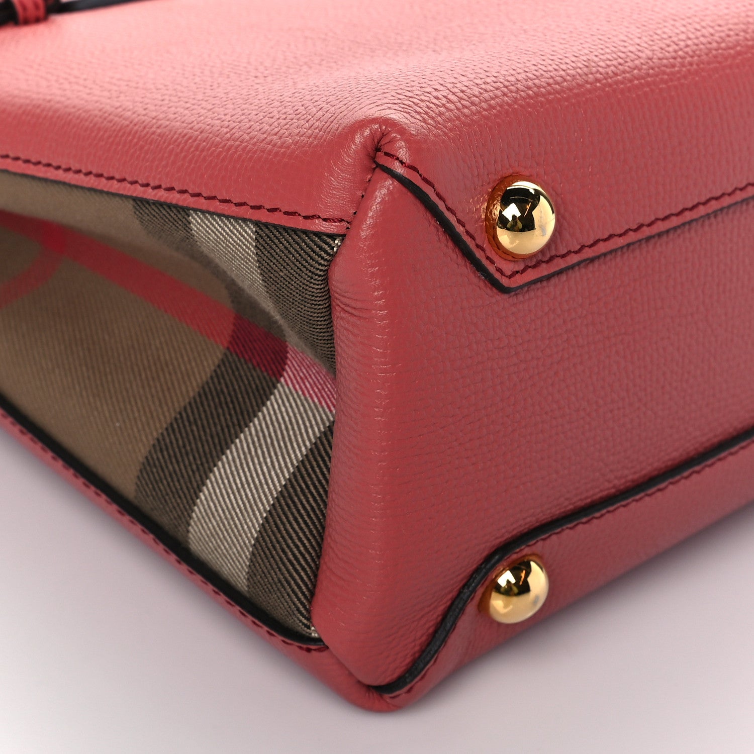 Burberry Grainy Calfskin House Check Small Banner Tote Cinnamon Red 8 of 9