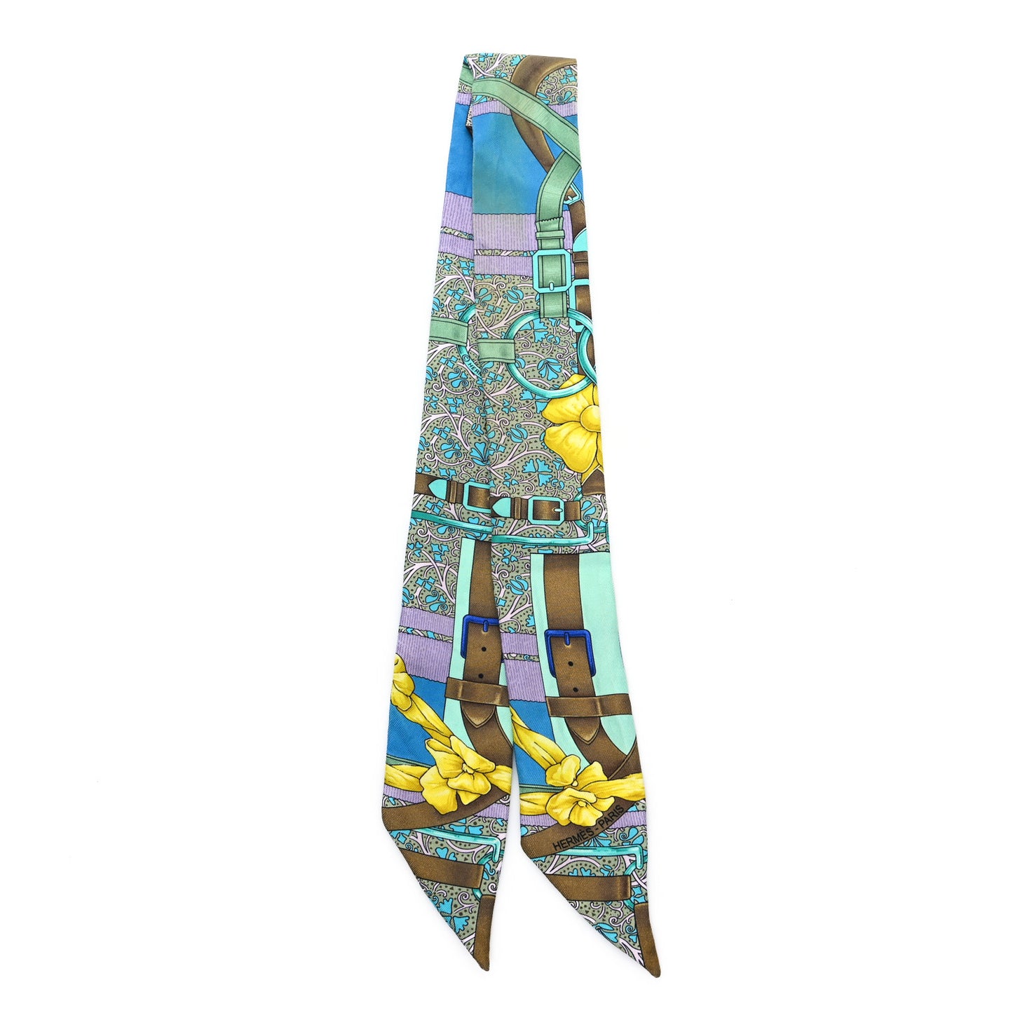 Silk Grand Manege Fleuri Twilly Cobalt Turquoise Jaune Vif