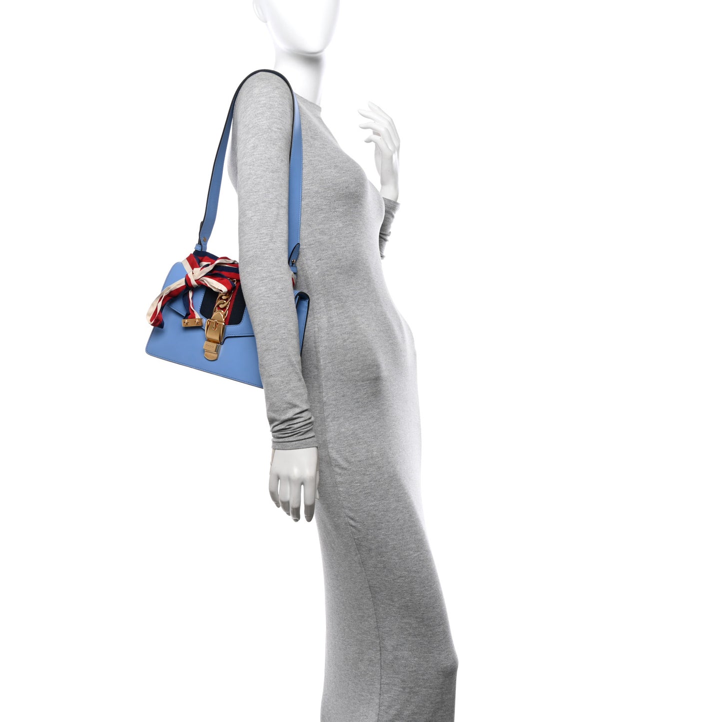 Calfskin Small Sylvie Shoulder Bag Clear Sky Blue