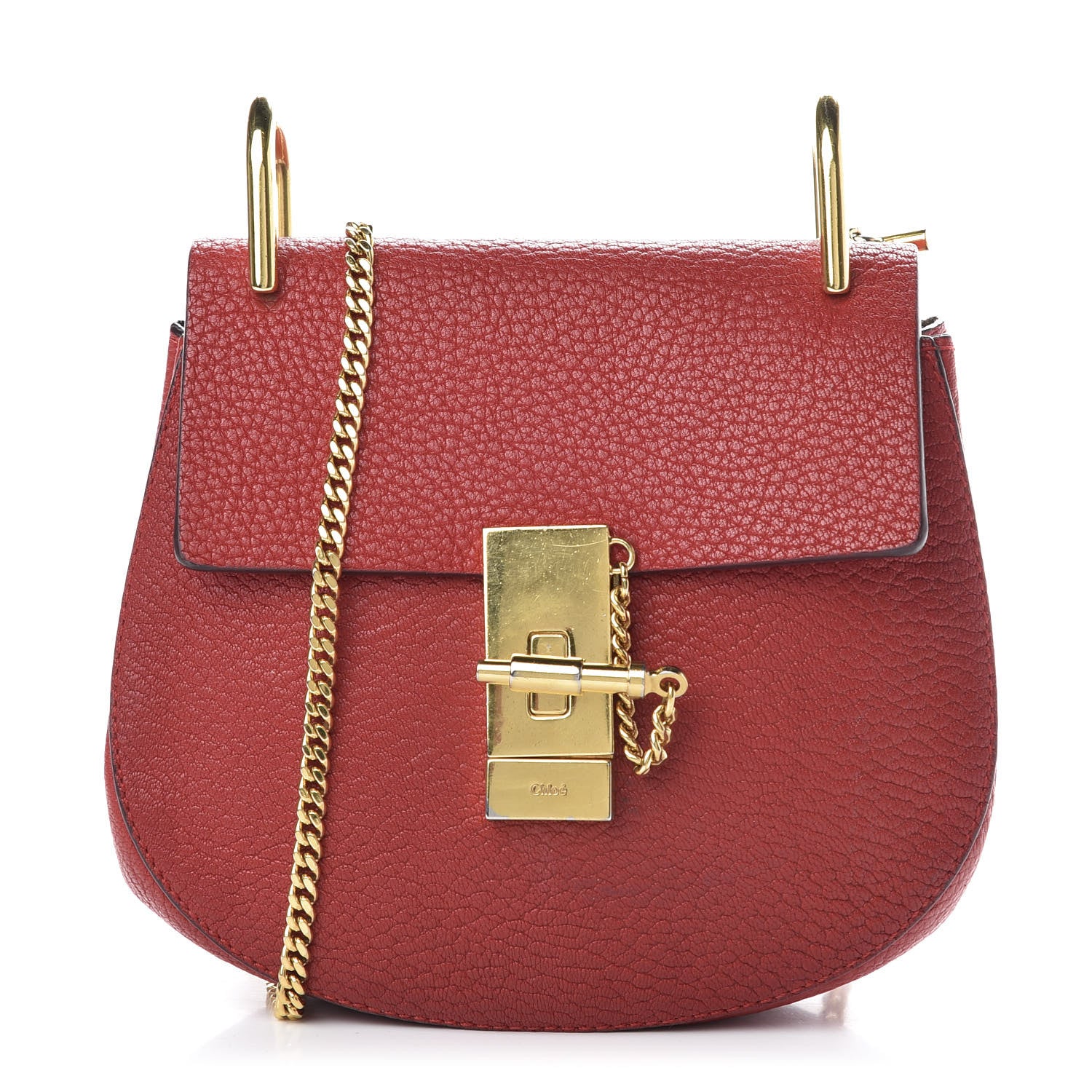 Chloe Grained Lambskin Mini Drew Shoulder Bag Plaid Red 1 of 11