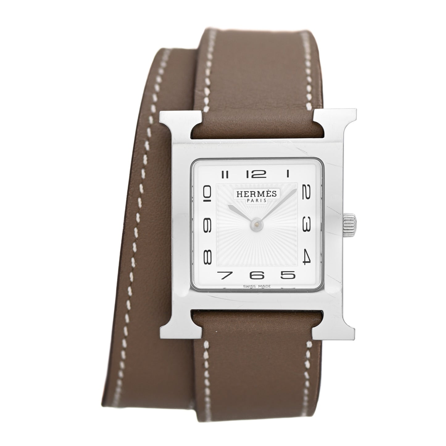 Stainless Steel Swift 26mm Heure H Hour Double Tour Quartz Watch Etoupe