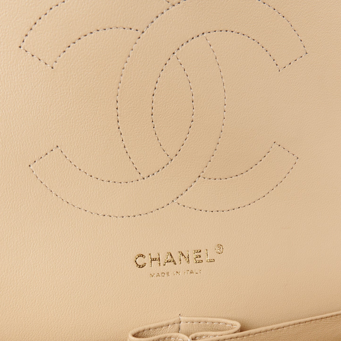Caviar Quilted Jumbo Double Flap Beige