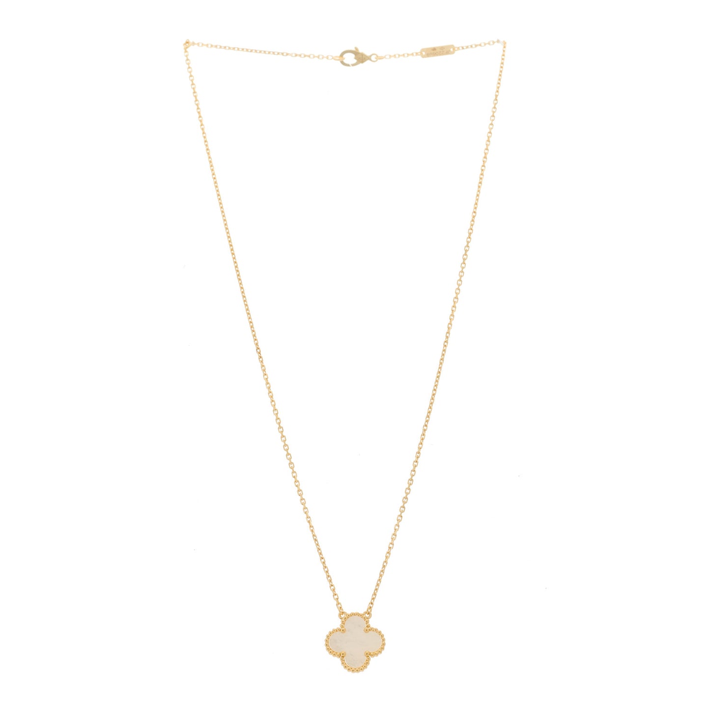 18K Yellow Gold Mother of Pearl Vintage Alhambra Pendant Necklace
