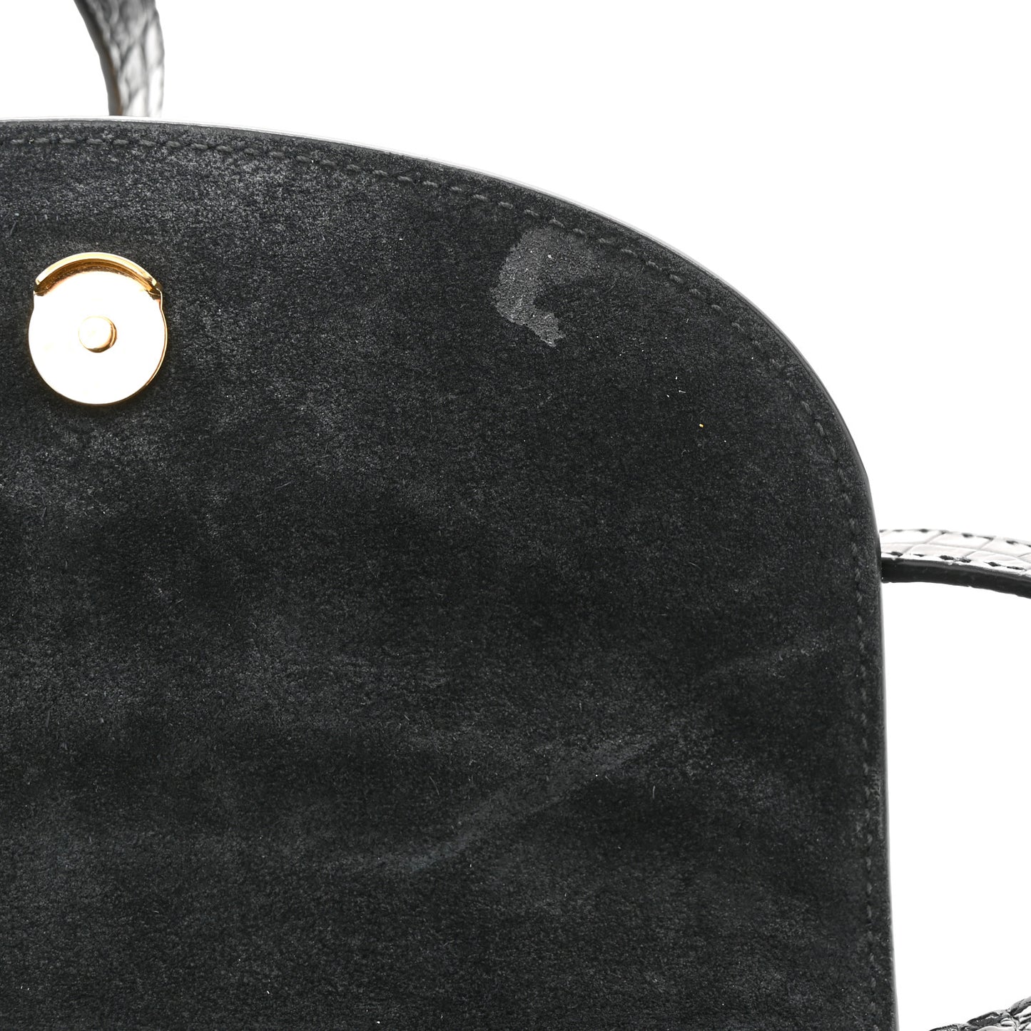 Crocodile Embossed Calfskin Small Kaia Satchel Black