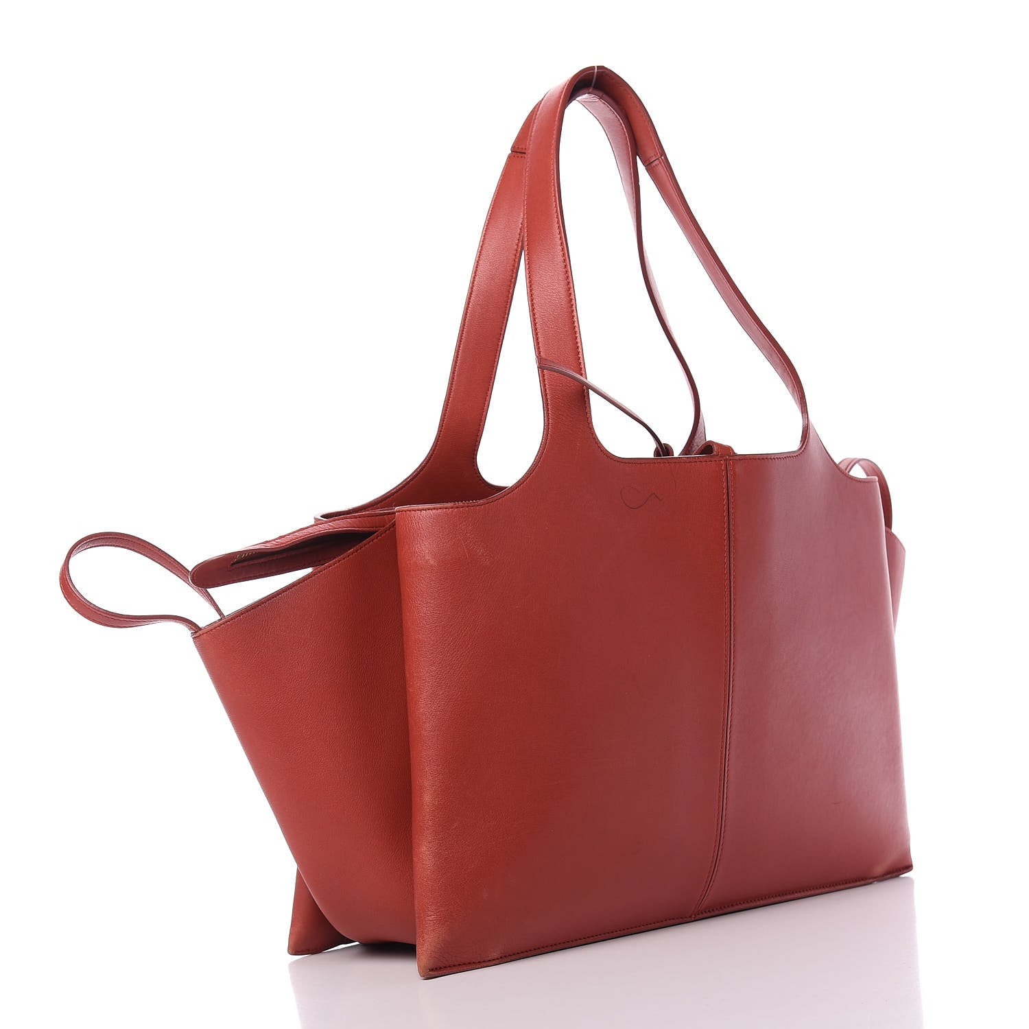 Celine Calfskin Medium Tri-Fold Bag Red Wood 3 of 11