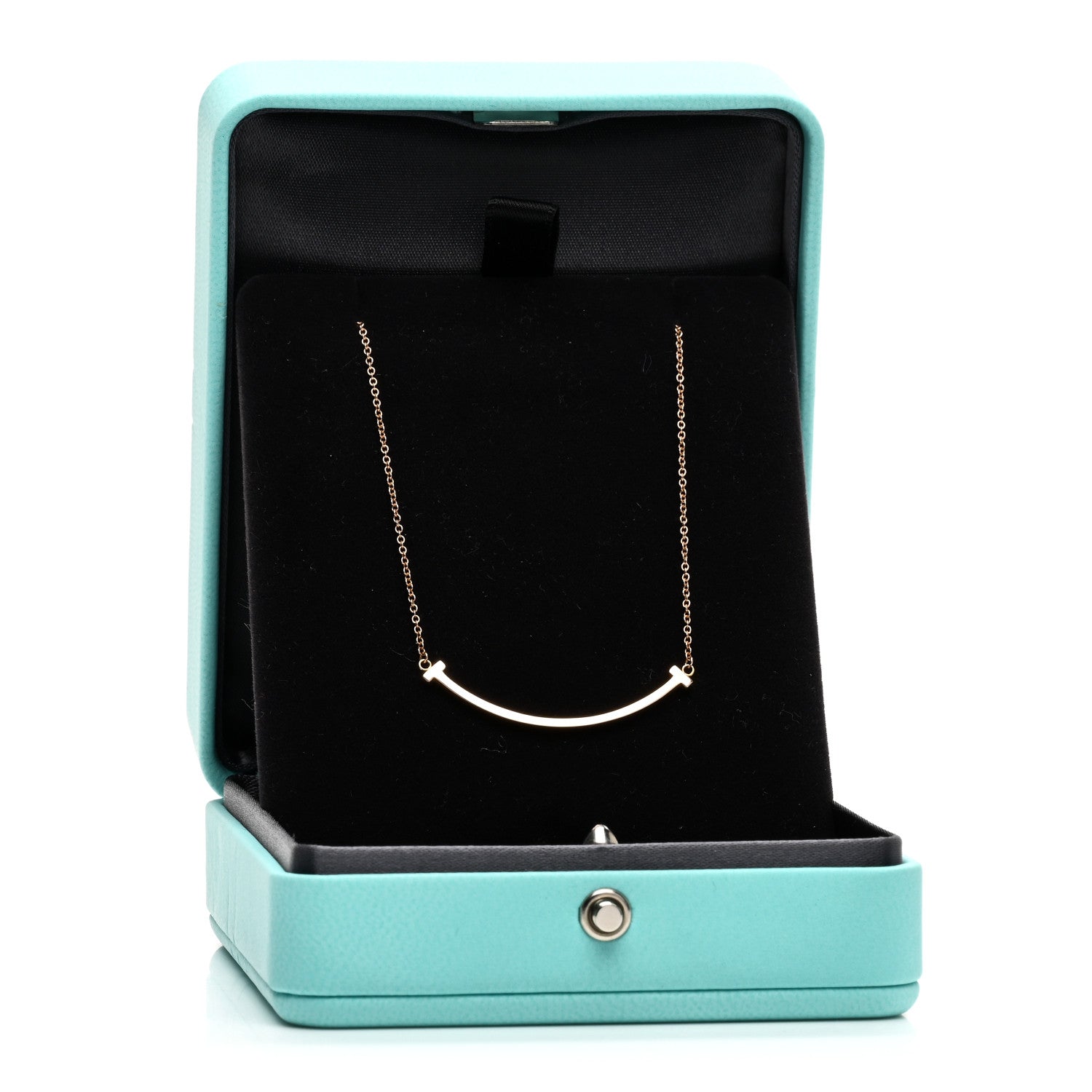 Tiffany 18K Rose Gold Small T Smile Pendant Necklace 5 of 5