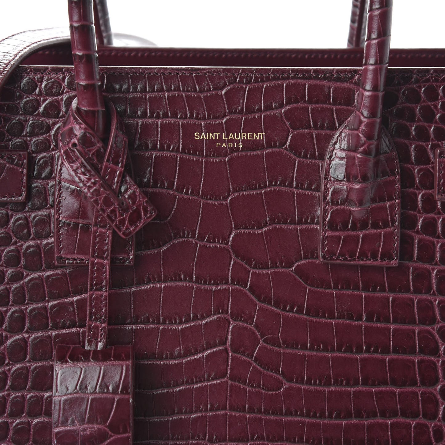 Calfskin Crocodile Embossed Baby Sac De Jour Bordeaux