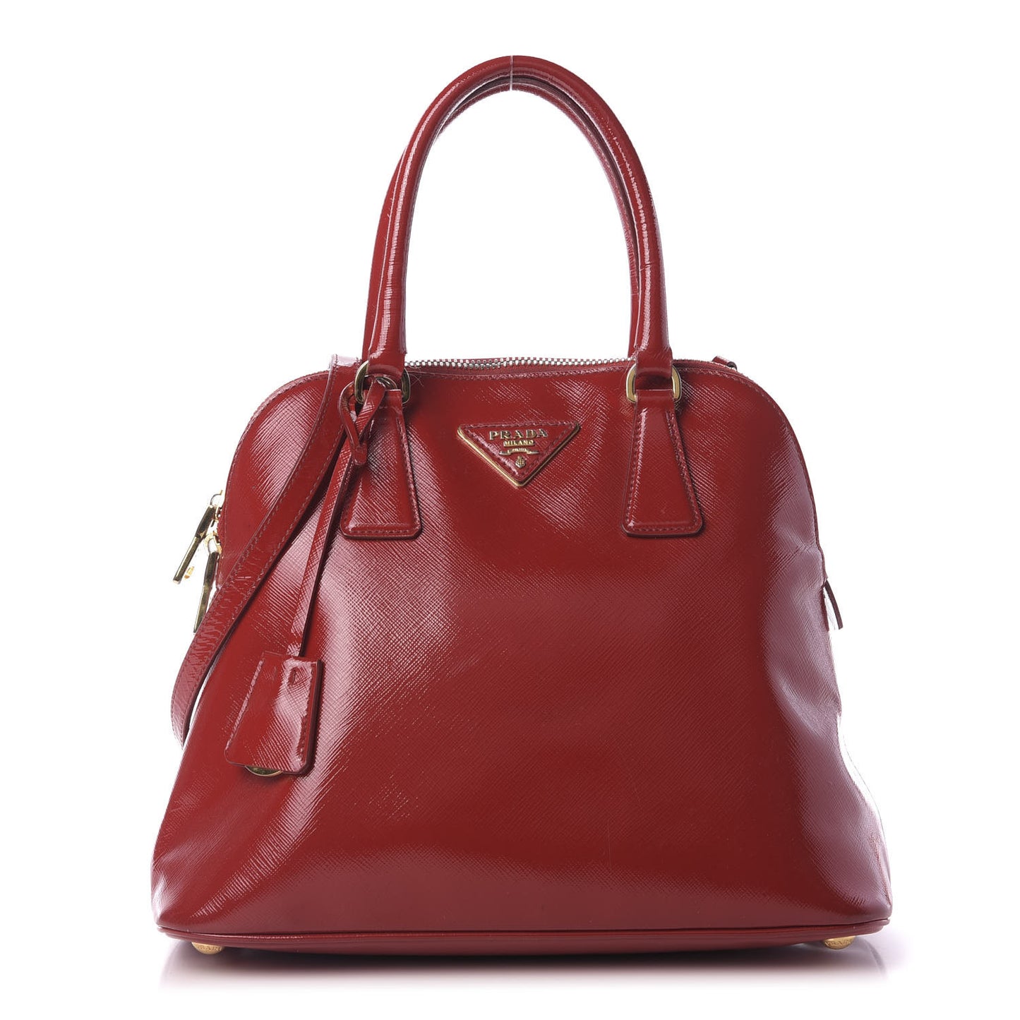 Saffiano Vernice Dome Tote Rosso