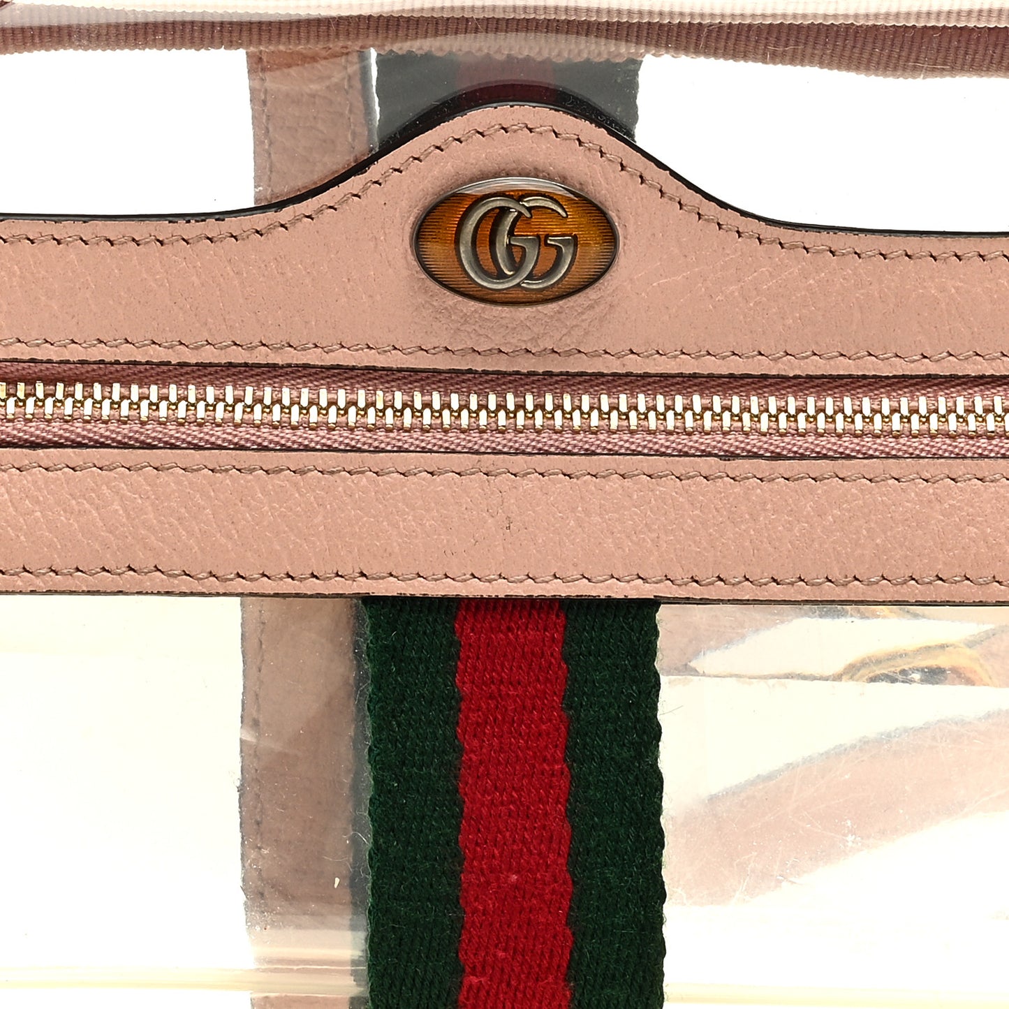 Vinyl Web Mini Ophidia Transparent Shoulder Bag Perfect Pink