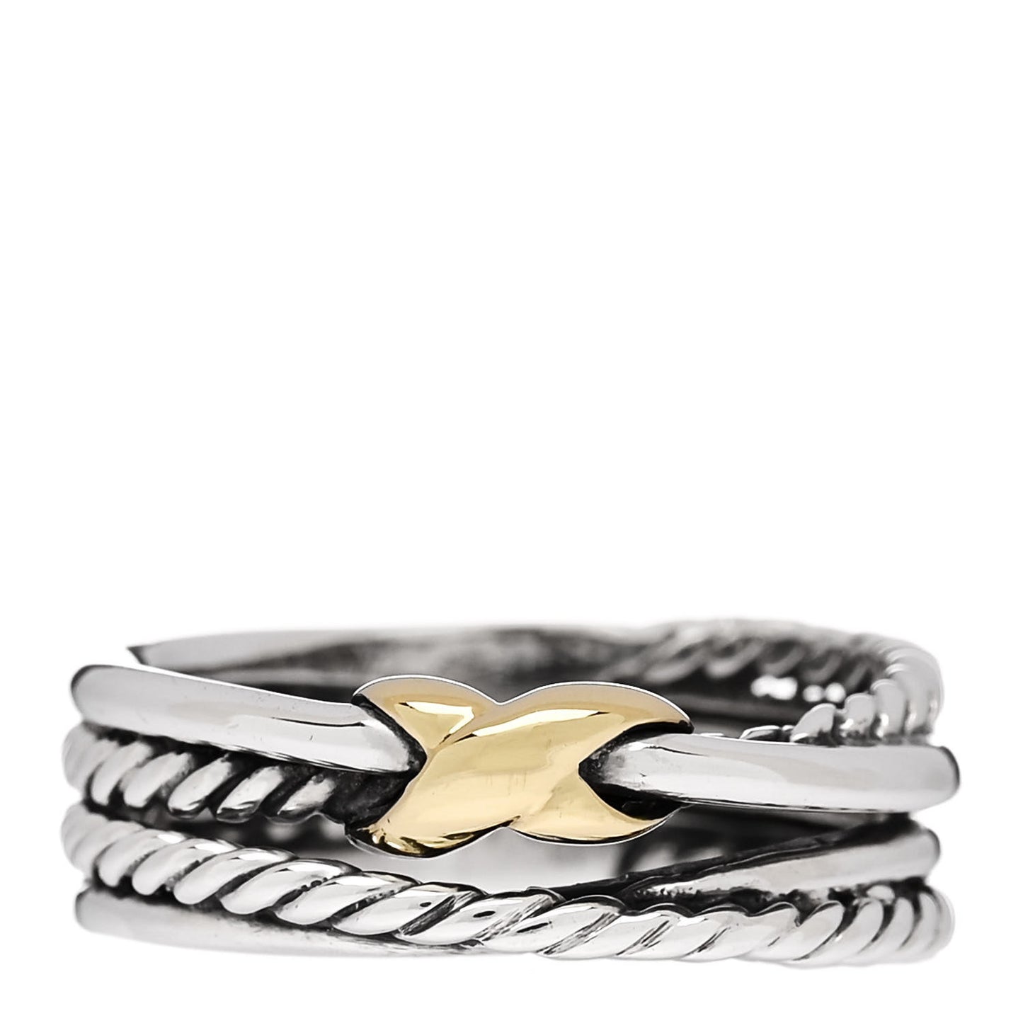 Sterling Silver 18K Yellow Gold 6mm X Crossover Ring 53 6.25