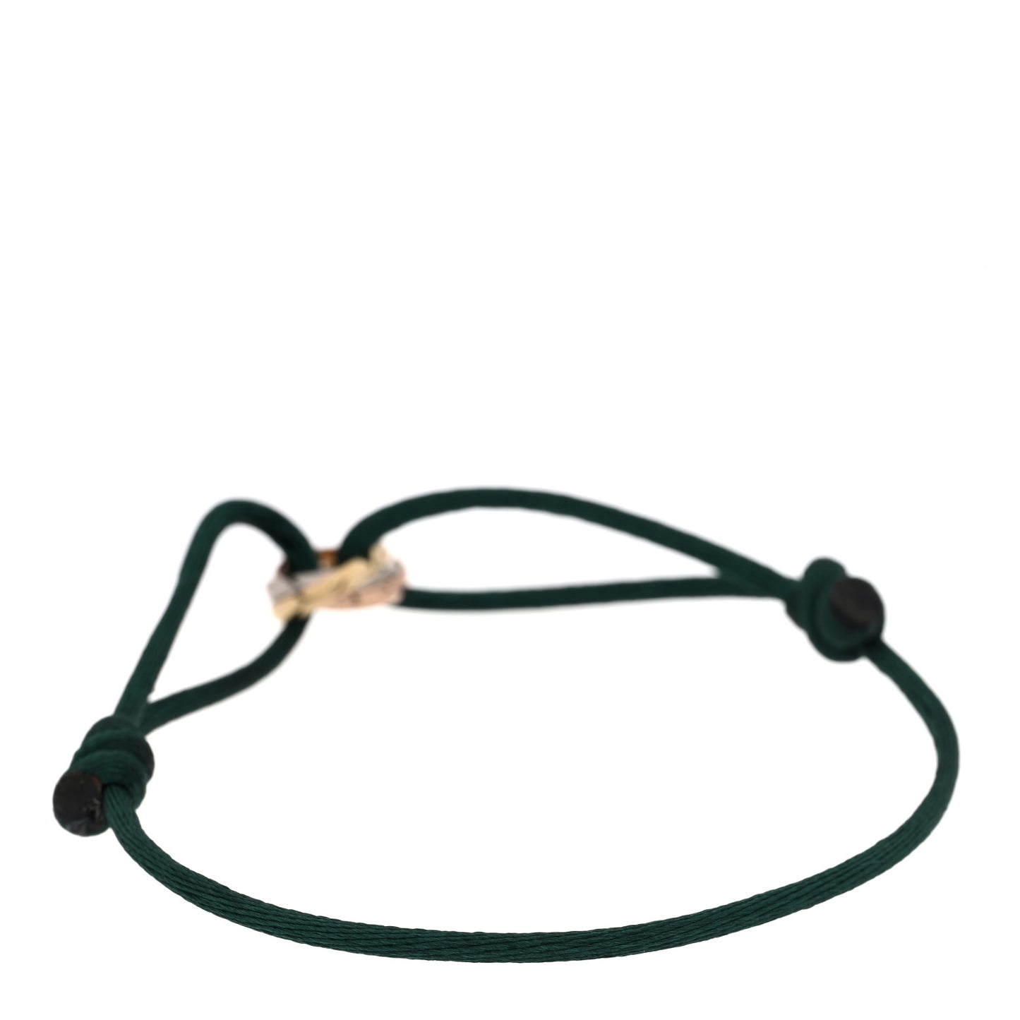 18K Pink Yellow White Gold Trinity Adjustable Cord Bracelet Green