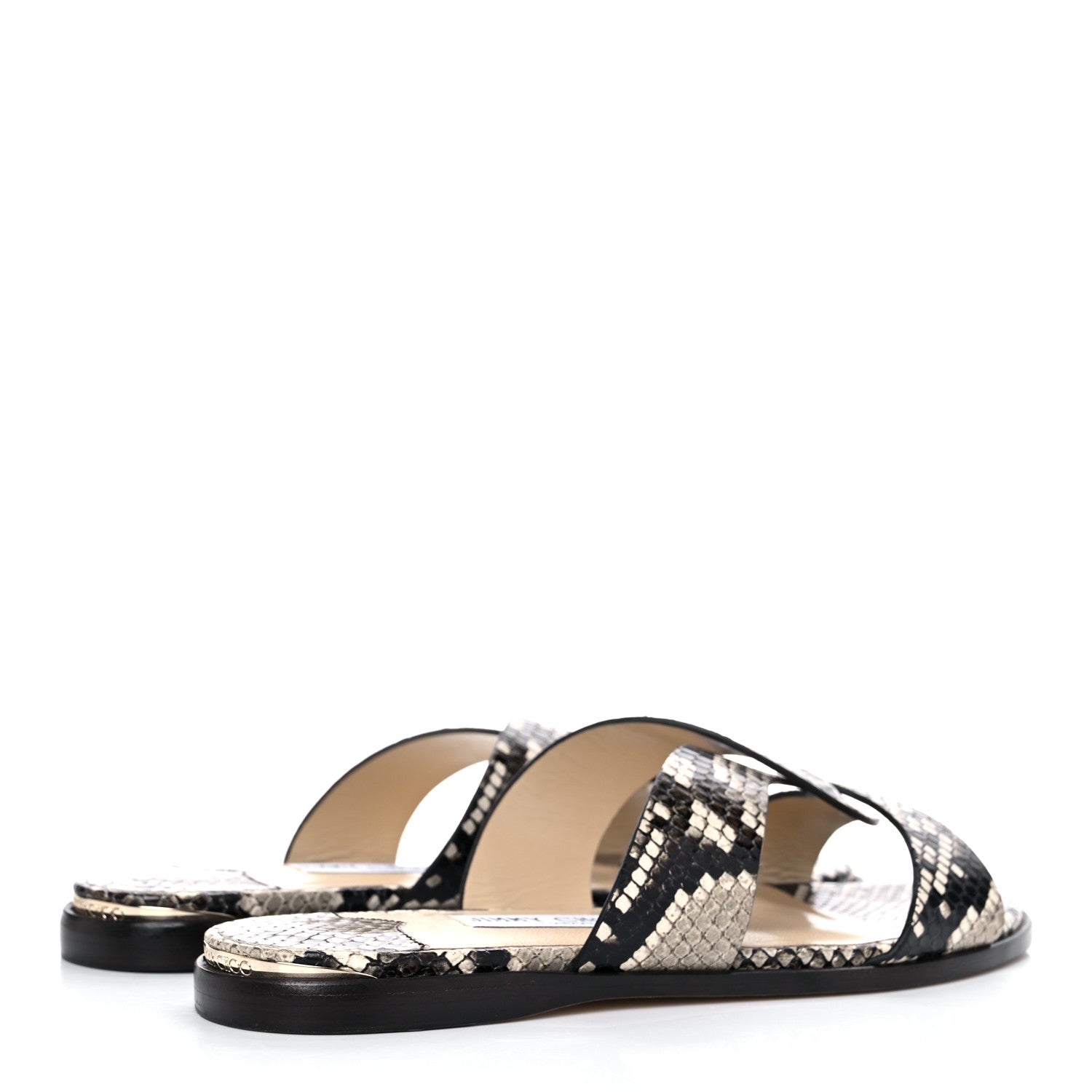 Jimmy Choo Calfskin Snake Print Atia Flat Sandals 38.5 Natural 4 of 8