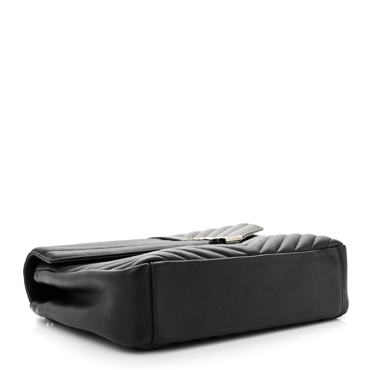 Saint Laurent Sheepskin Matelasse Chevron Monogram Large College Satchel Black 4 of 10