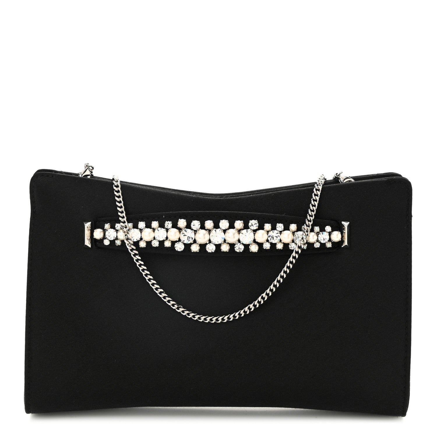 Jimmy Choo Satin Crystal Pearl Venus Clutch Black 1729775