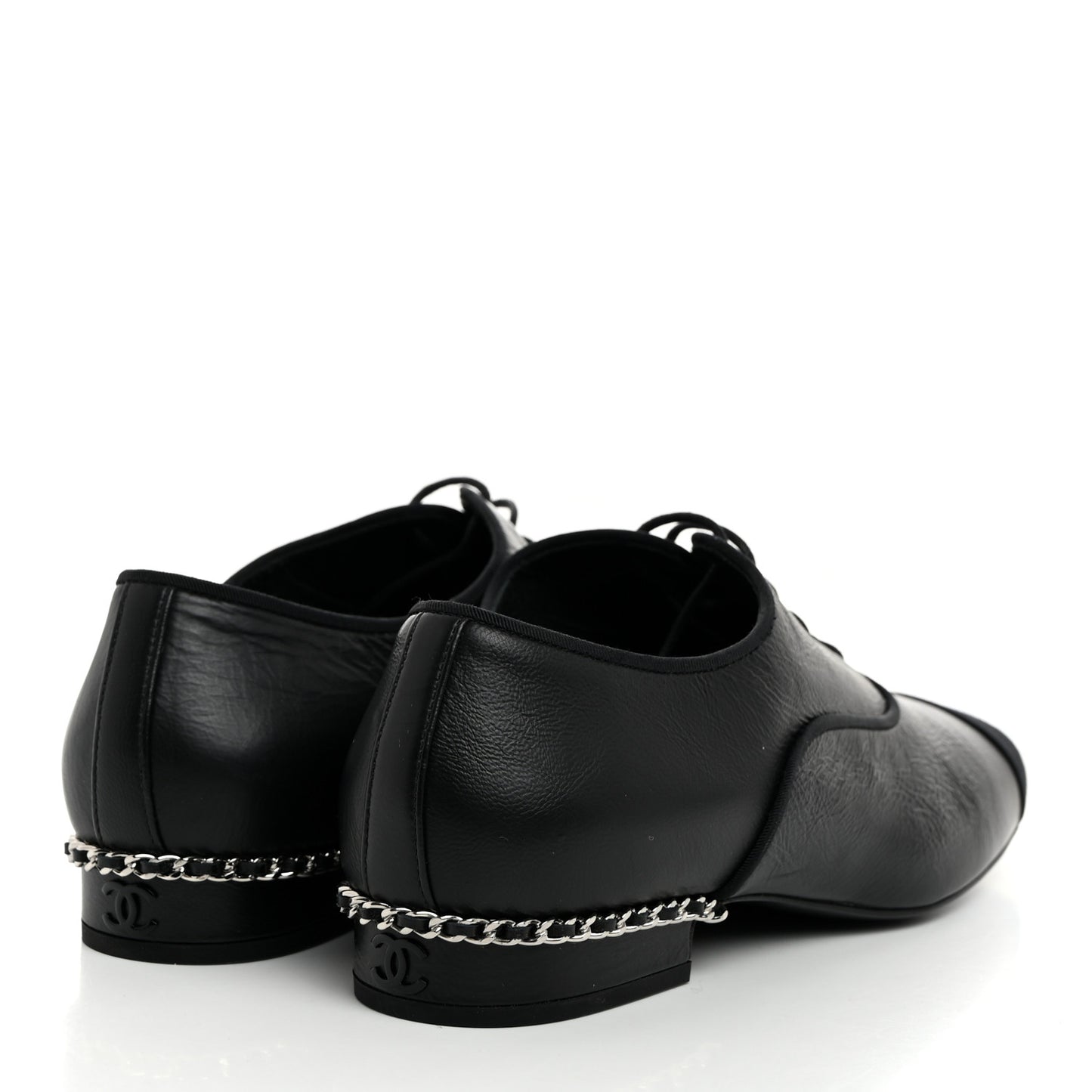 Crumpled Calfskin Womens CC Cap Toe Lace Up Oxfords 36 Black