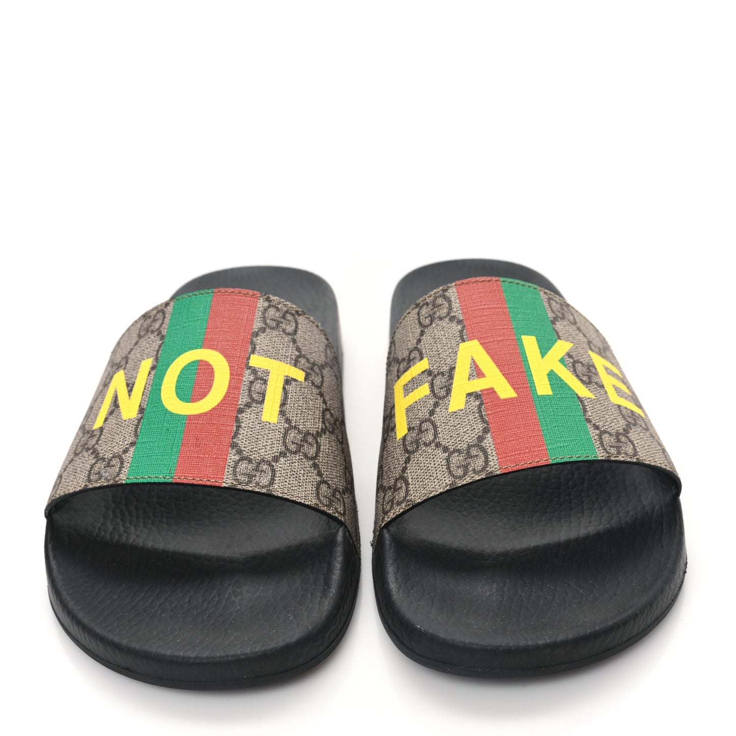 GG Supreme Monogram Fake/Not Mens Slide Sandals 10 Beige Ebony