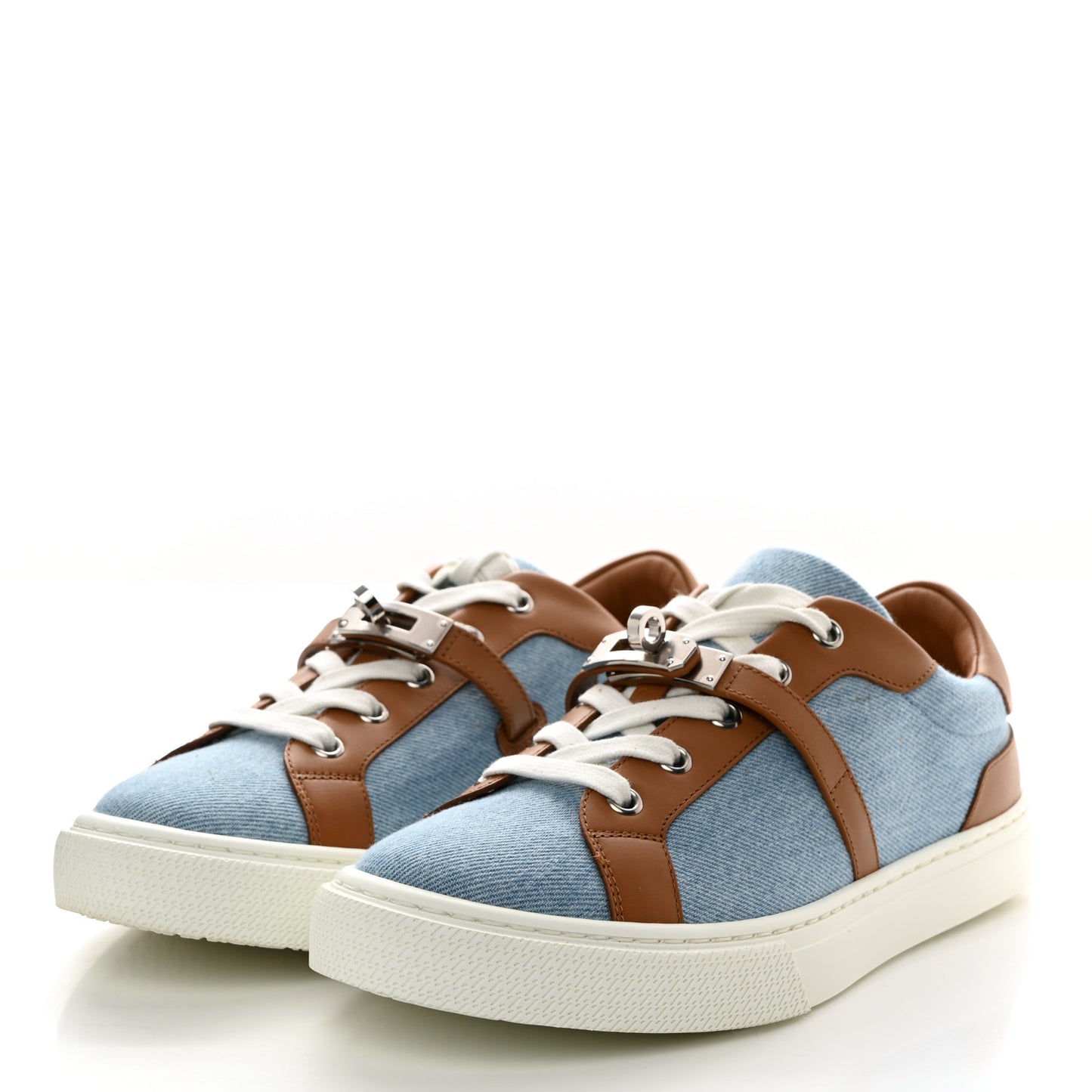Denim Calfskin Day Sneakers 38 Blue Clair Gold