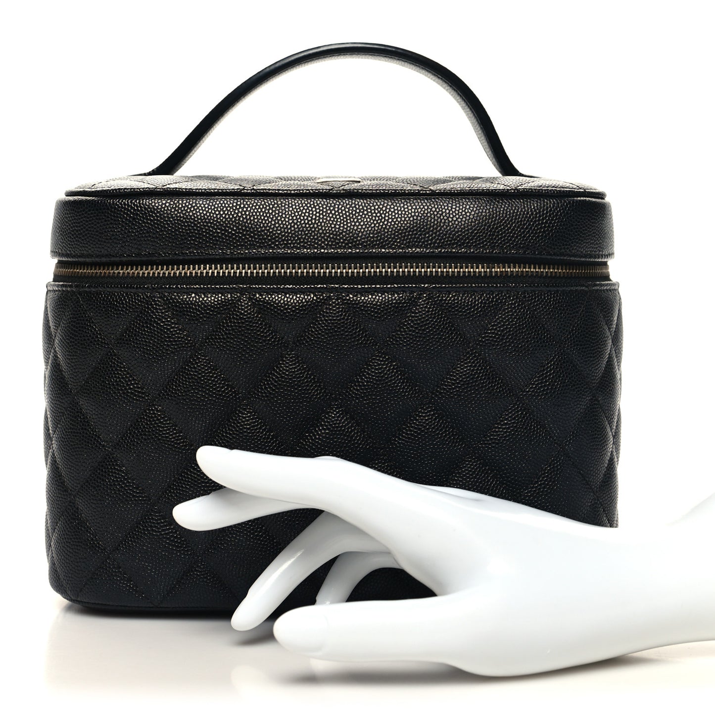 Caviar Quilted Large Vanity Pouch Navy