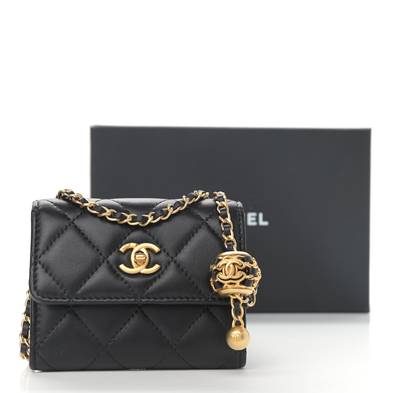 Chanel Lambskin Quilted Pearl Crush Clutch With Chain Black 15 of 15