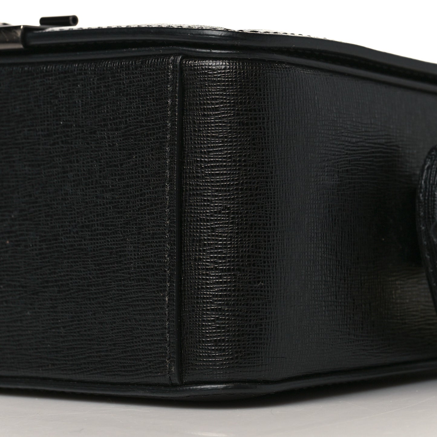 Saffiano Striped Diag Binder Flap Bag Black White