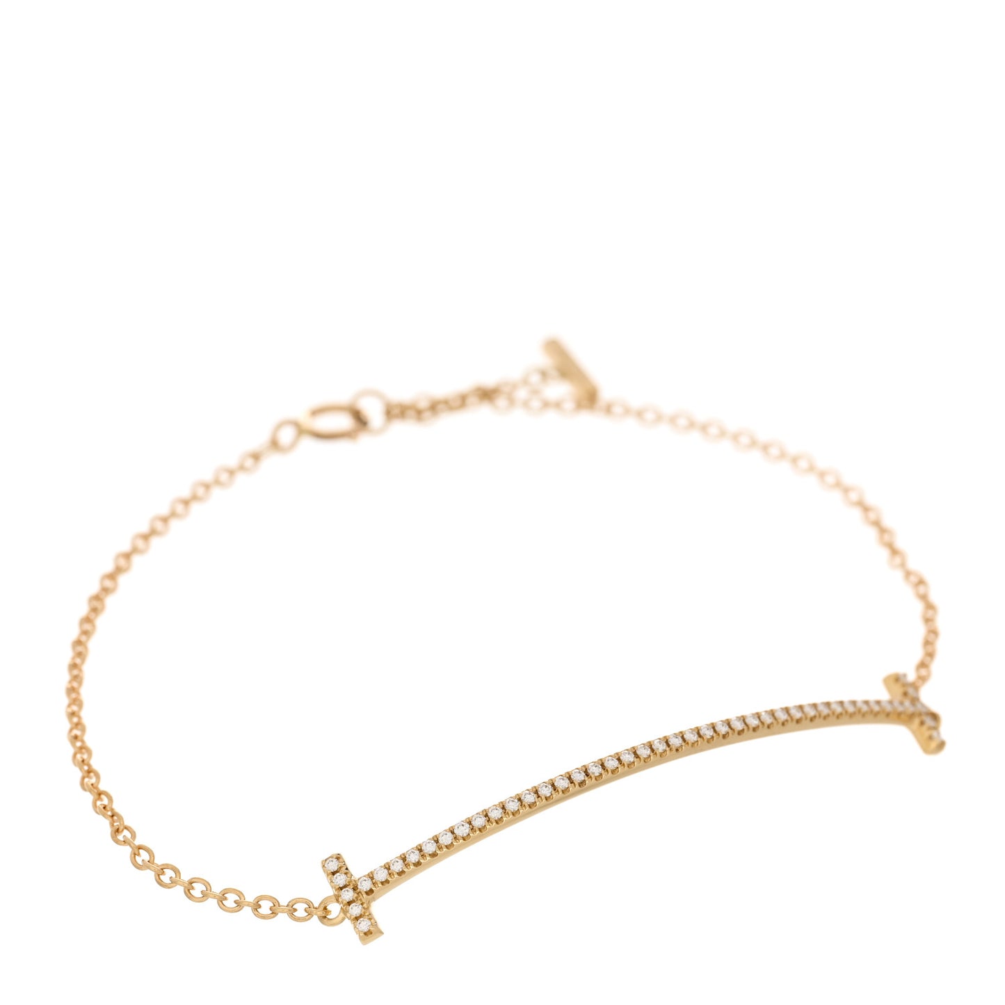18K Yellow Gold Diamond T Smile Bracelet