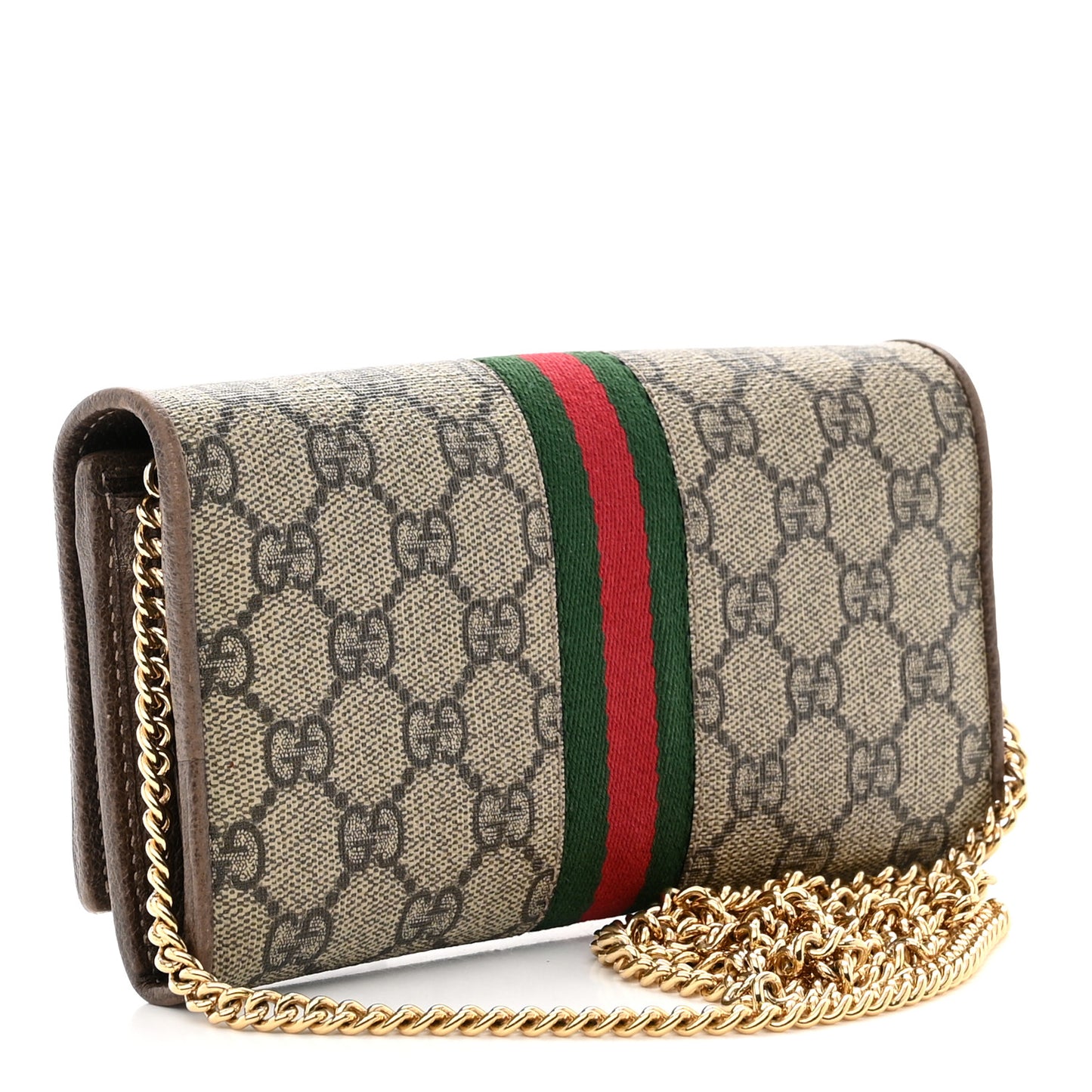 GG Supreme Monogram Web Ophidia Wallet On Chain Brown