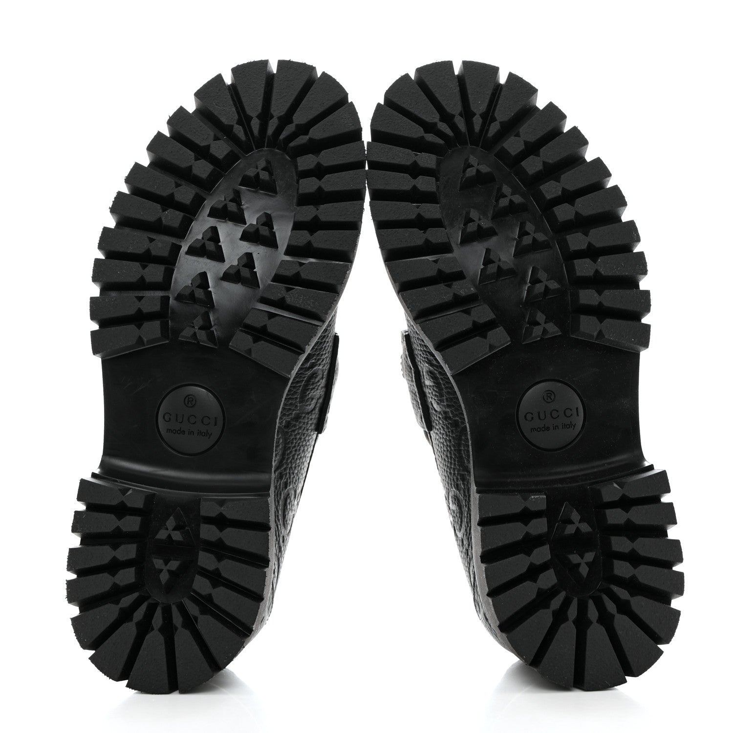 Gucci Piuma Calfskin Embossed Womens Platform Lug Sole Loafers 39.5 Black 5 of 9