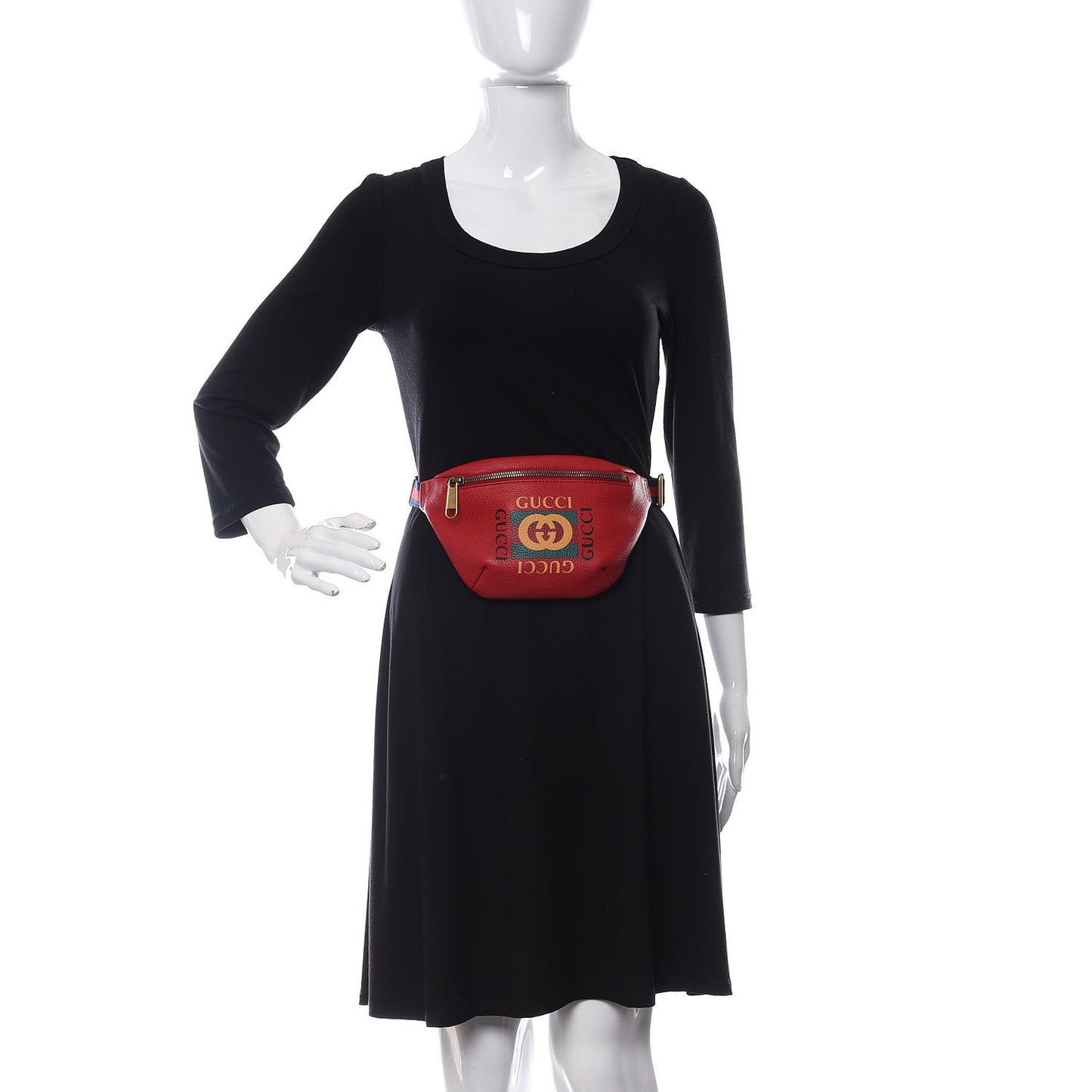 Grained Calfskin Small Logo Belt Bag Hibiscus Red