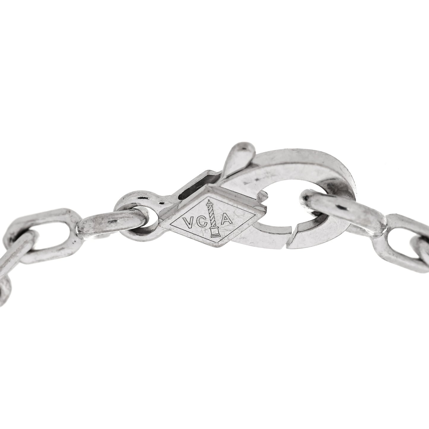 18K White Gold 5 Motifs Guilloche Vintage Alhambra Bracelet