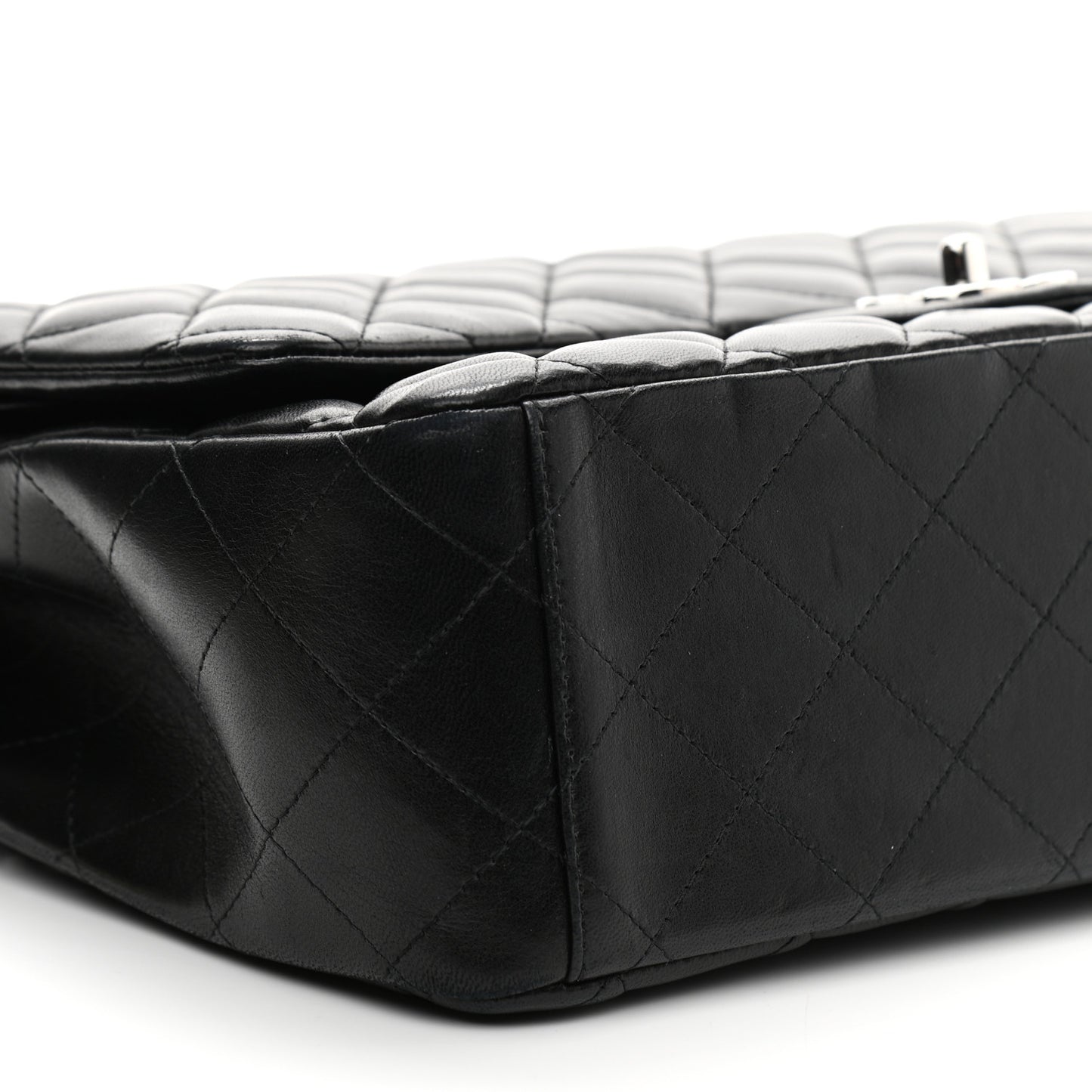 Lambskin Quilted Maxi Double Flap Black